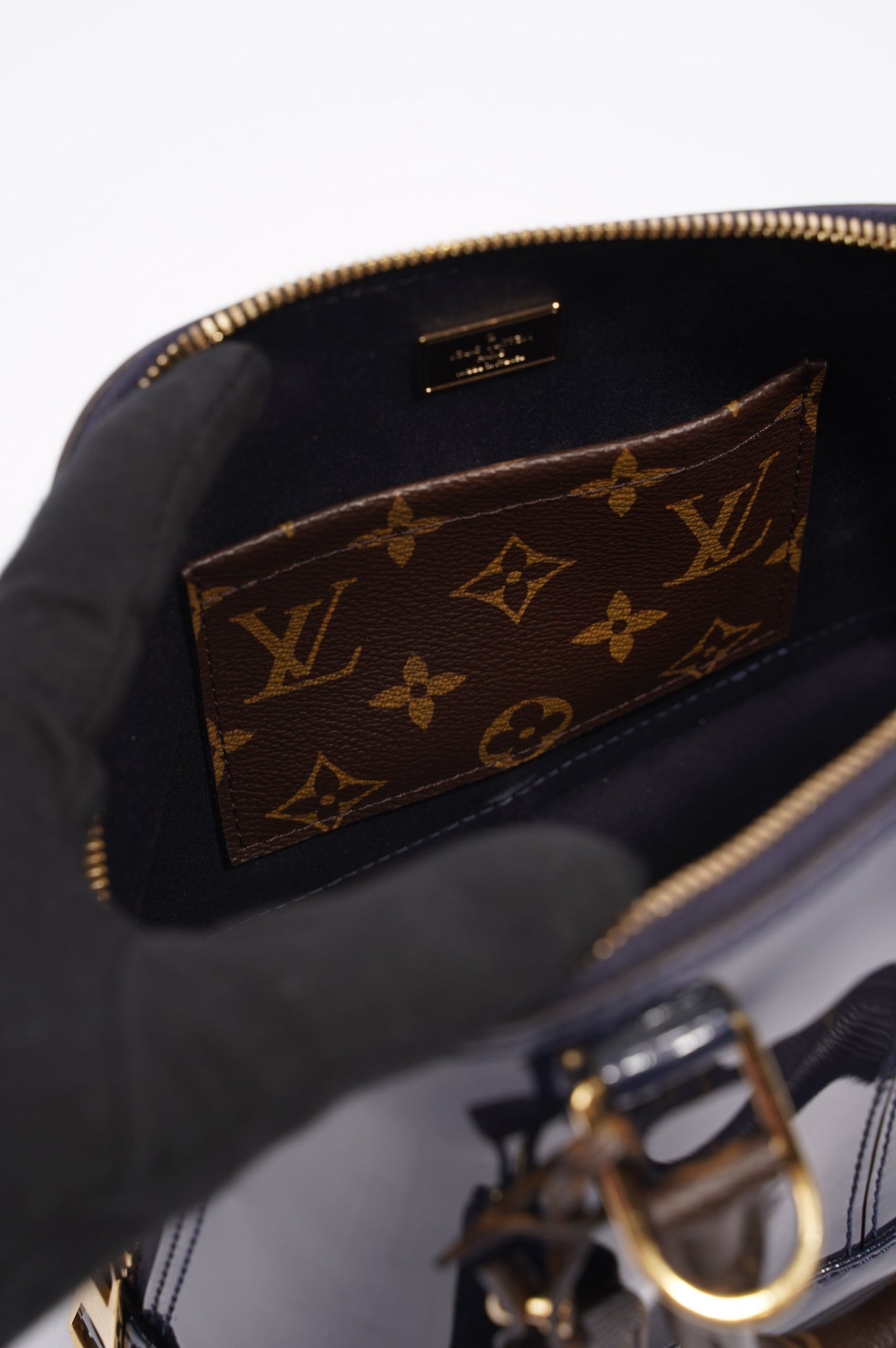 Louis Vuitton Alma Marine Bag Blue Vernis / Canvas BB