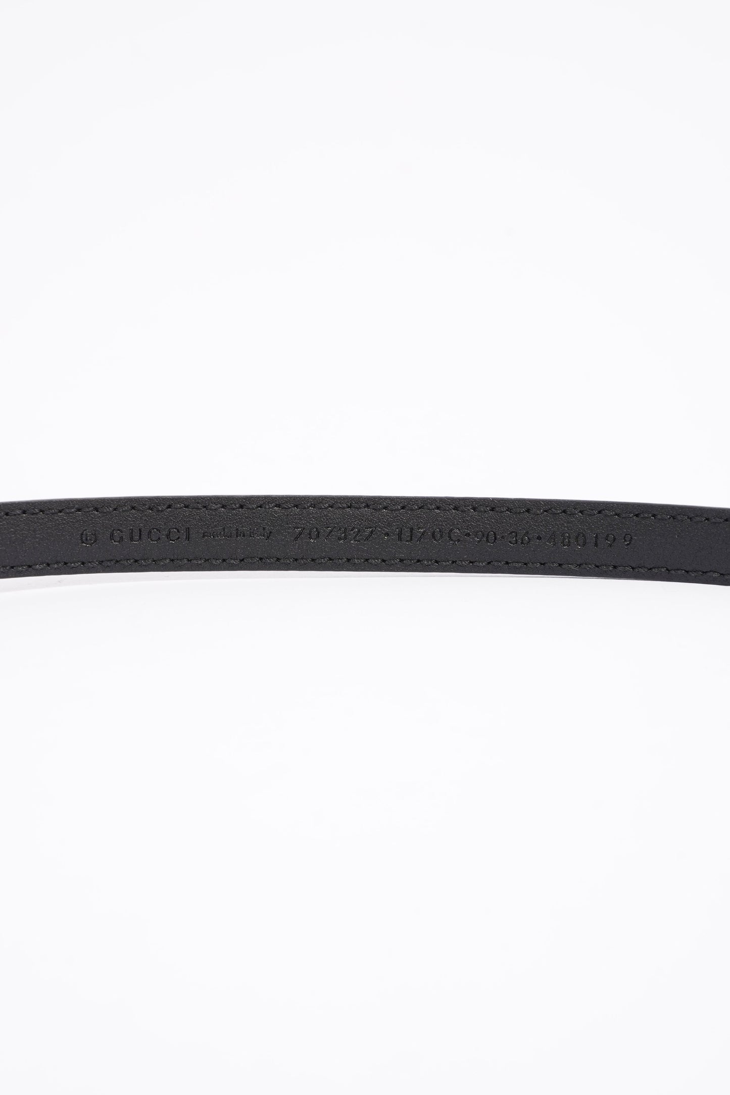 Gucci Womens Marmont Thin Belt Black Patent Leather 90cm - 36"