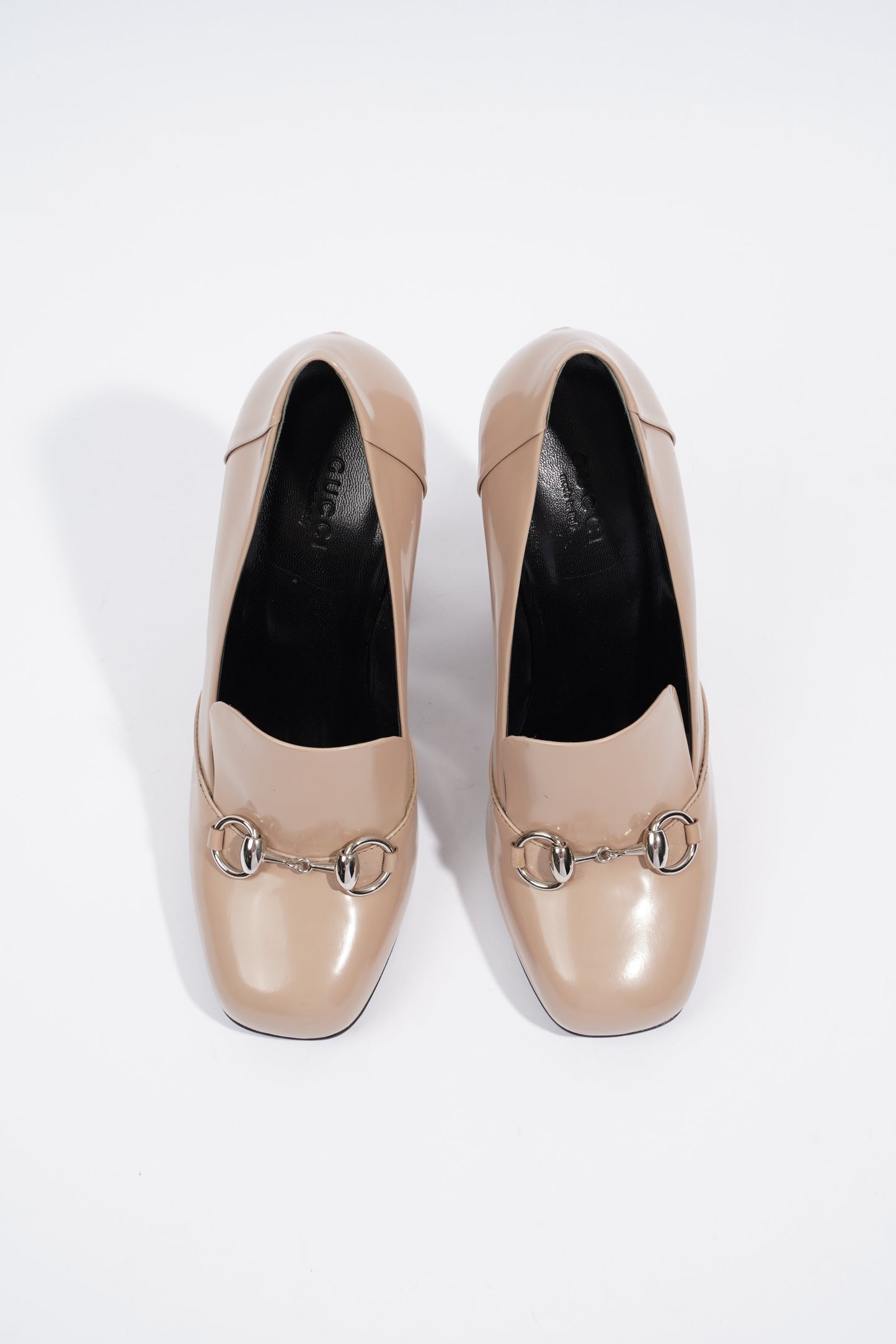 Gucci Horsebit Block Heel 130 Patent Camel EU 38 / UK 5