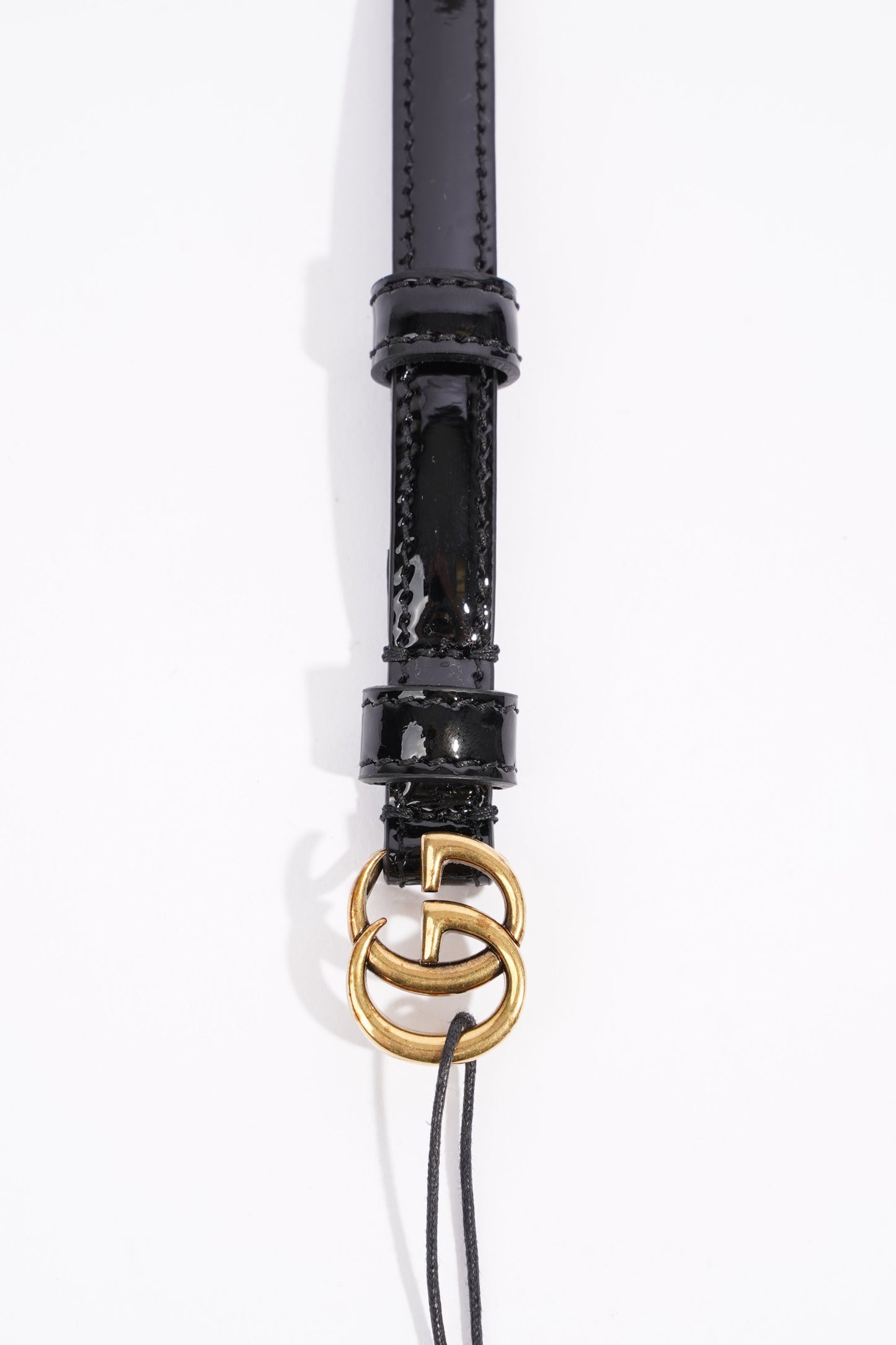 Gucci Womens Marmont Thin Belt Black Patent Leather 90cm - 36"