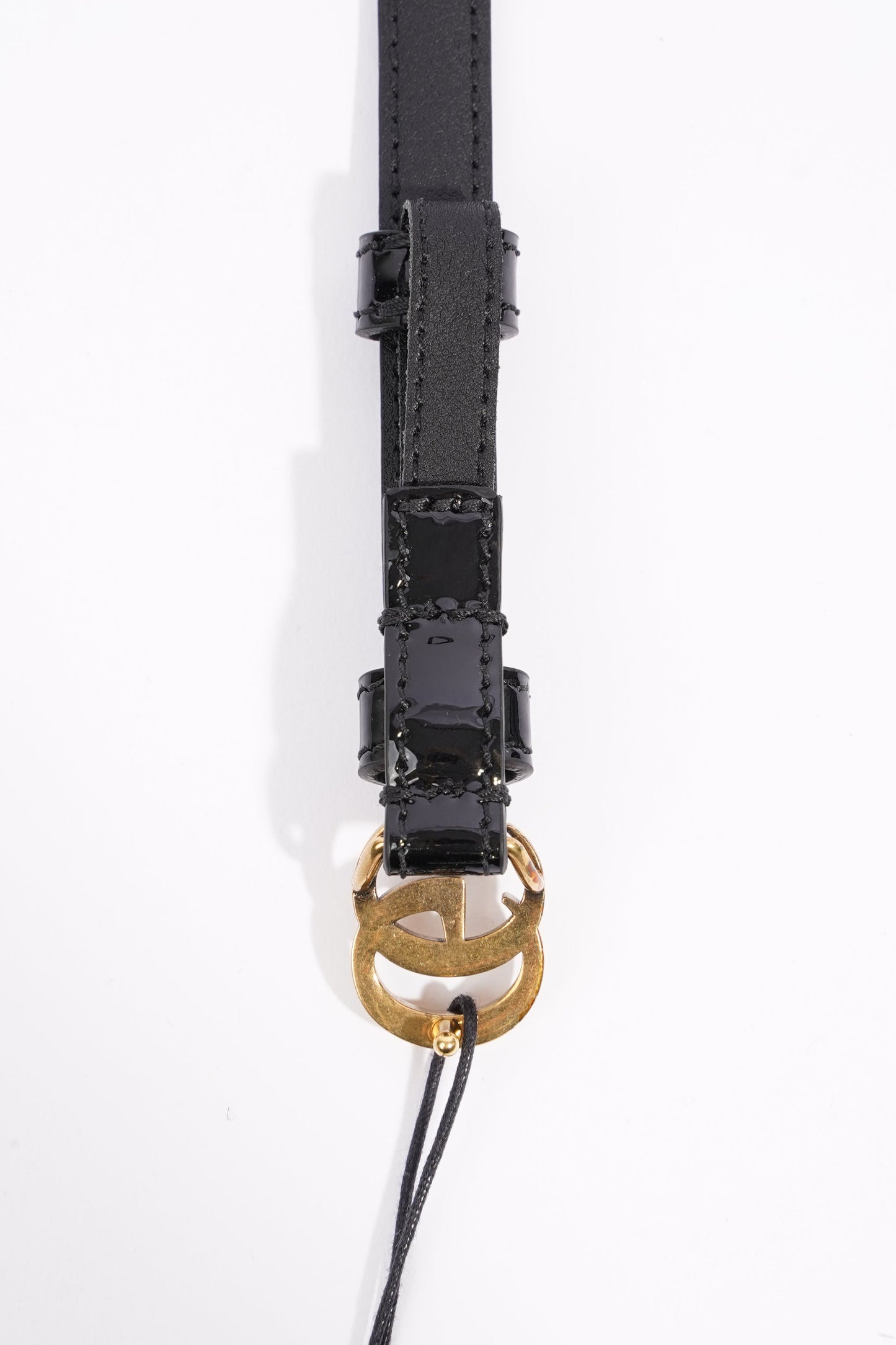 Gucci Womens Marmont Thin Belt Black Patent Leather 90cm - 36"