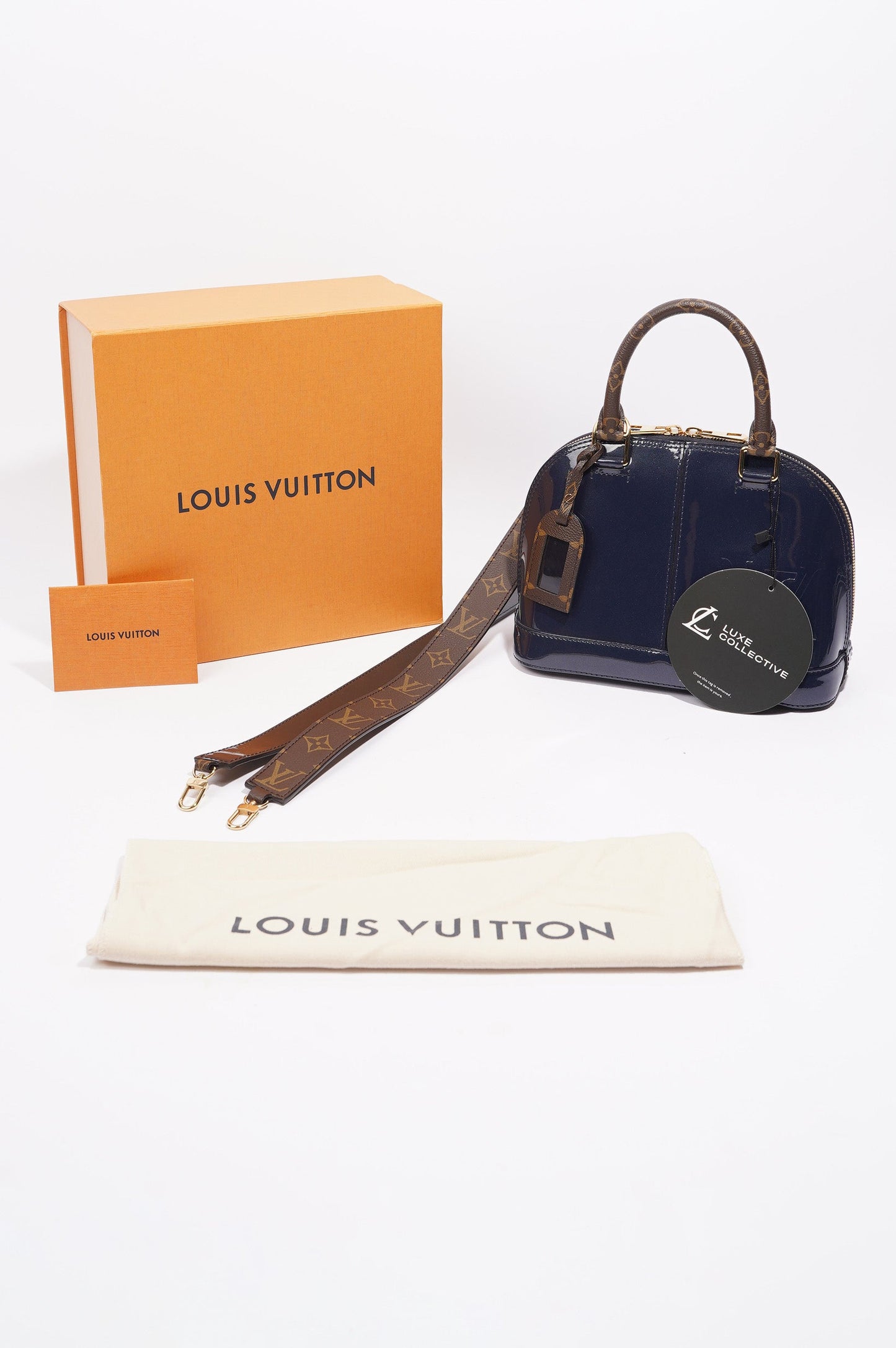 Louis Vuitton Alma Marine Bag Blue Vernis / Canvas BB