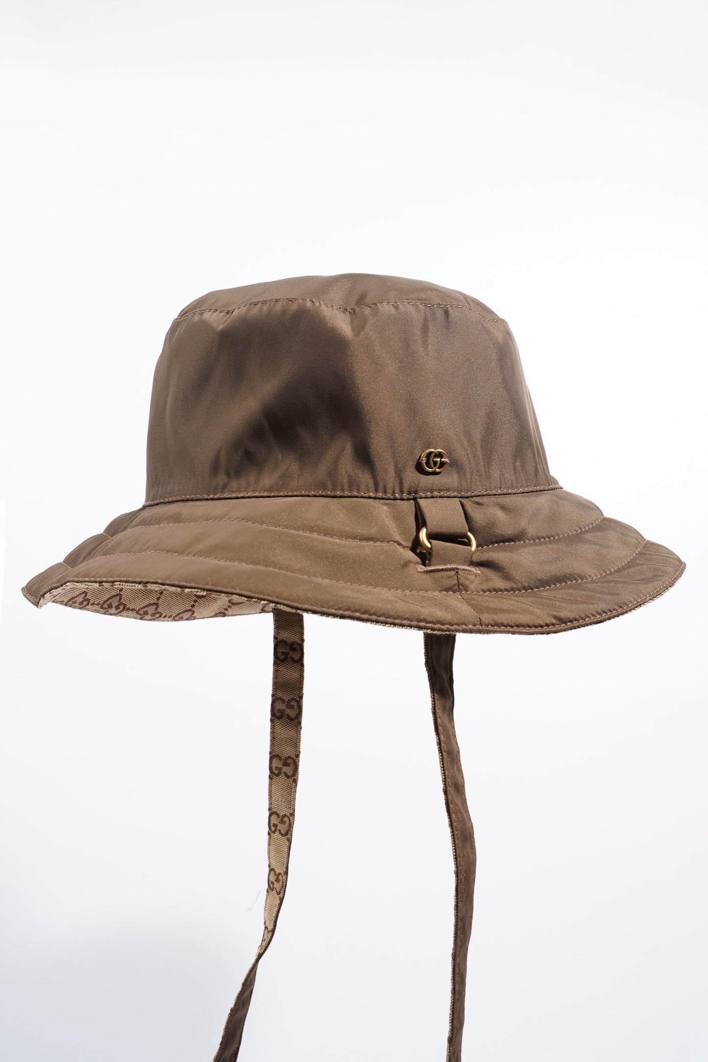 Gucci Womens Reversible Bucket Hat Supreme / Brown Canvas / Nylon Large