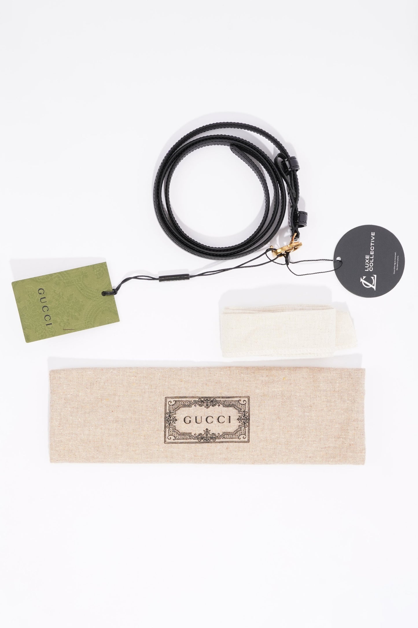 Gucci Womens Marmont Thin Belt Black Patent Leather 90cm - 36"