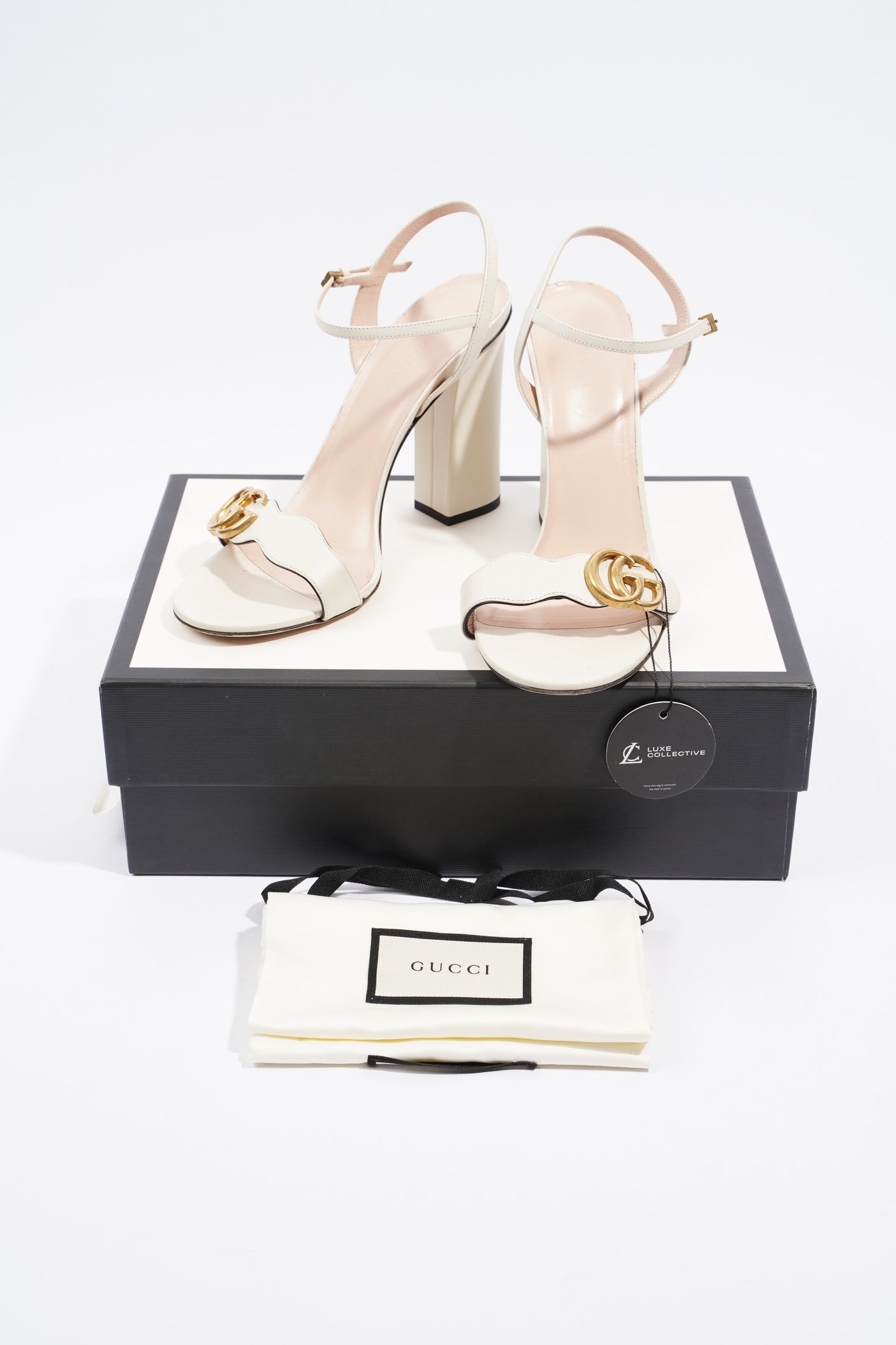 Gucci Leather Sandal With Double G White / Gold EU 40 / UK 7