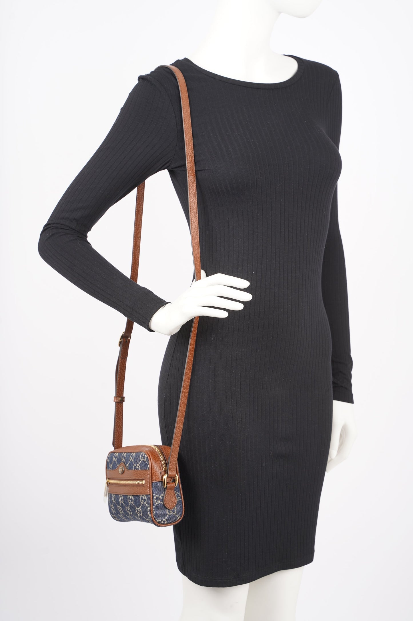 Gucci Womens Ophidia GG Mini Bag Denim / Brown