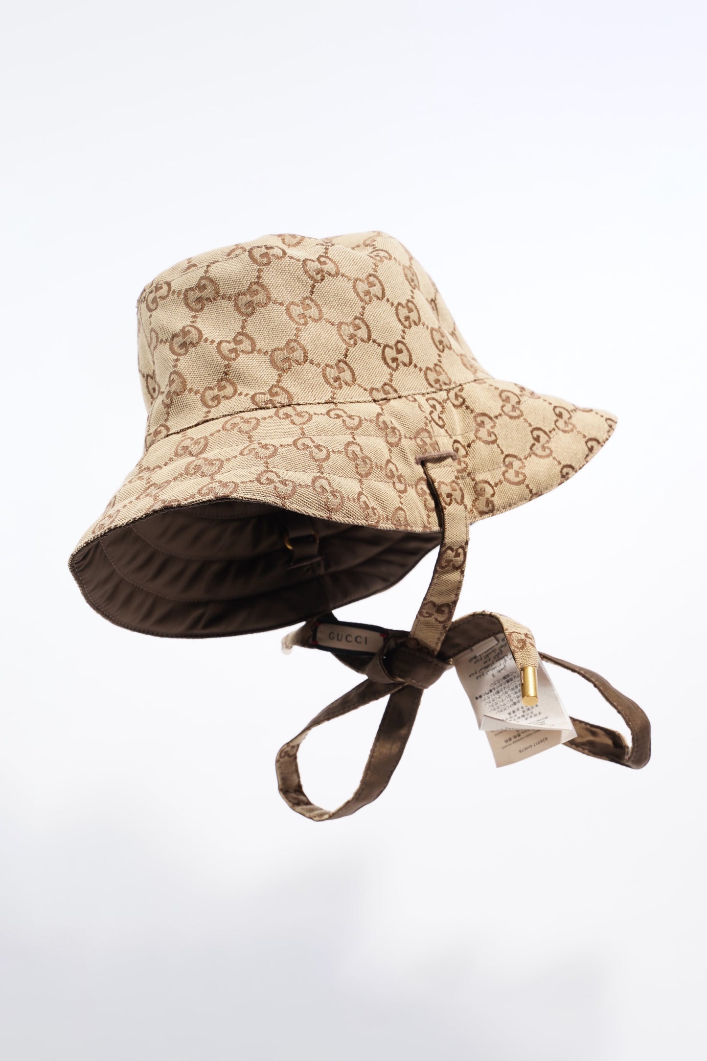 Gucci Womens Reversible Bucket Hat Supreme / Brown Canvas / Nylon Large