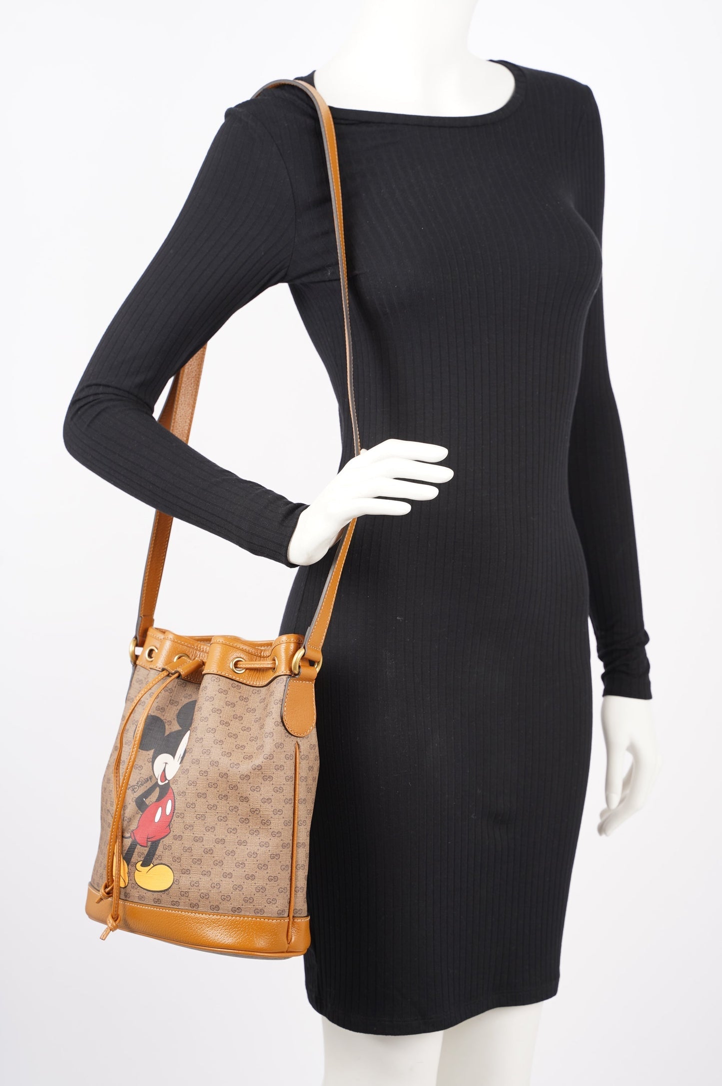Gucci x Disney Womens Bucket Bag Brown Small