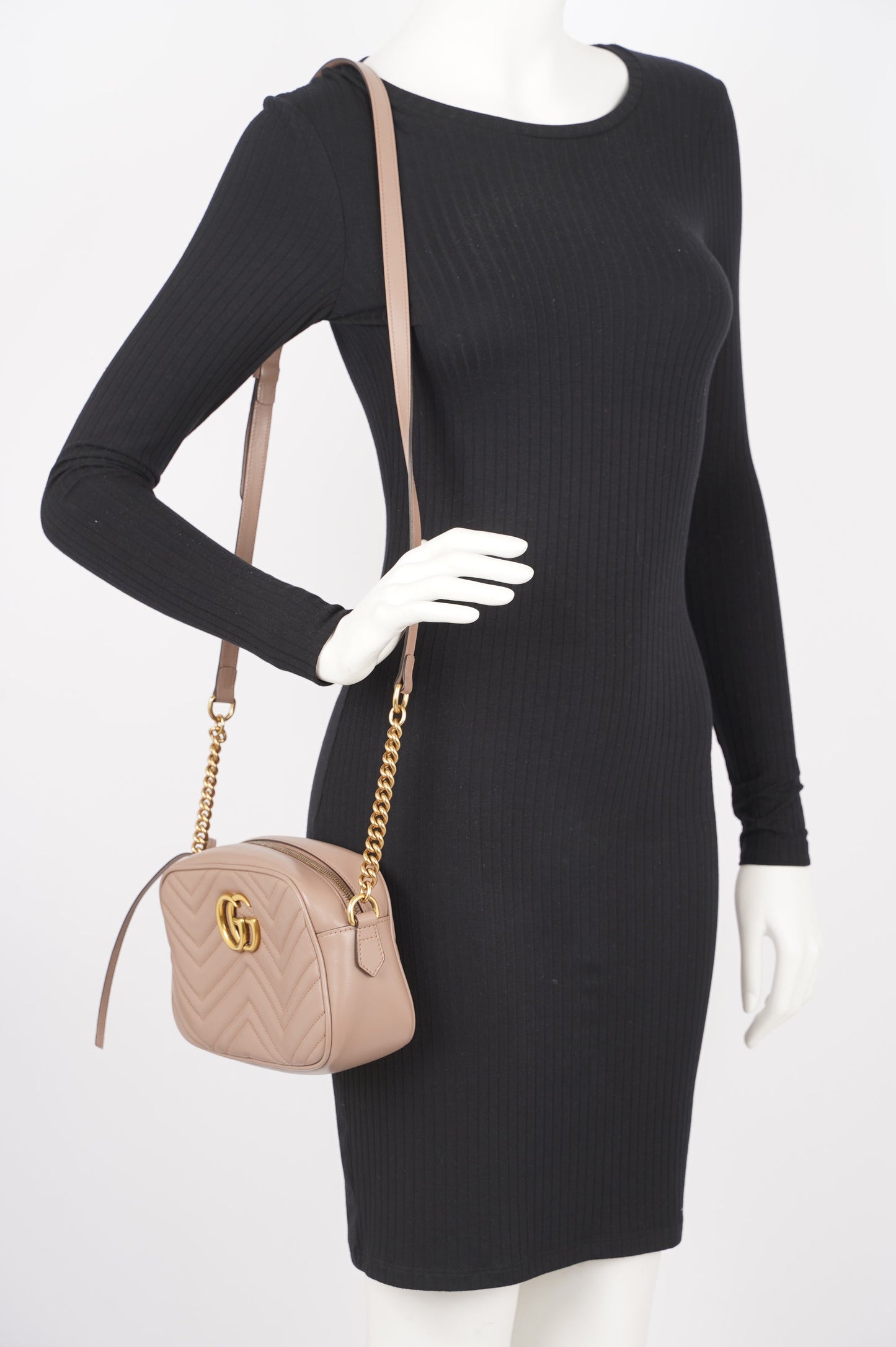 Gucci Womens GG Marmont Bag Pink Leather Small