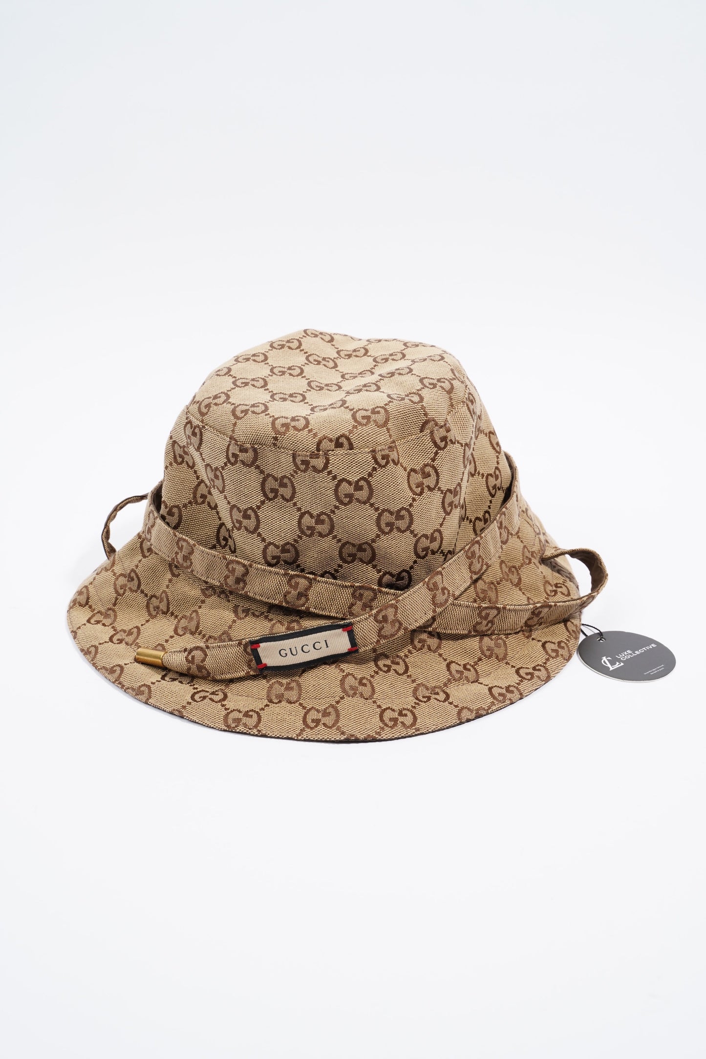 Gucci Womens Reversible Bucket Hat Supreme / Brown Canvas / Nylon Large
