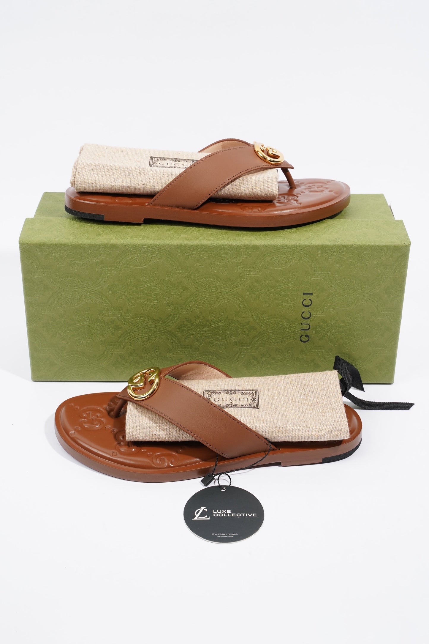 Gucci Interlocking G Thong Brown EU 37.5 / UK 4.5