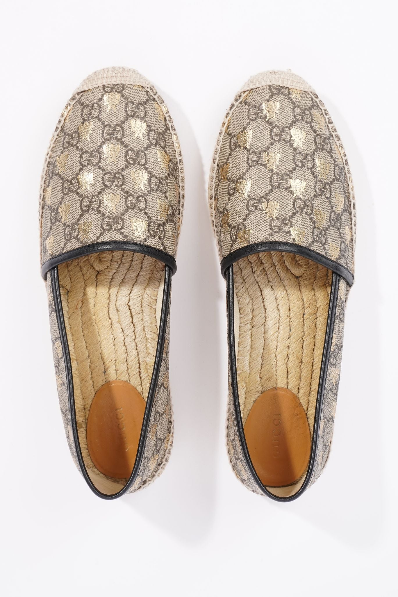 Gucci Mens Bee Espadrilles Beige / Gold EU 42 / UK 8