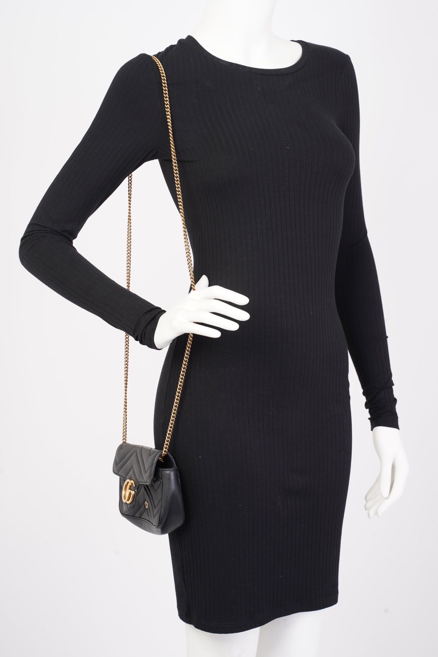 Gucci Marmont Flap Black Matelasse Leather Super Mini