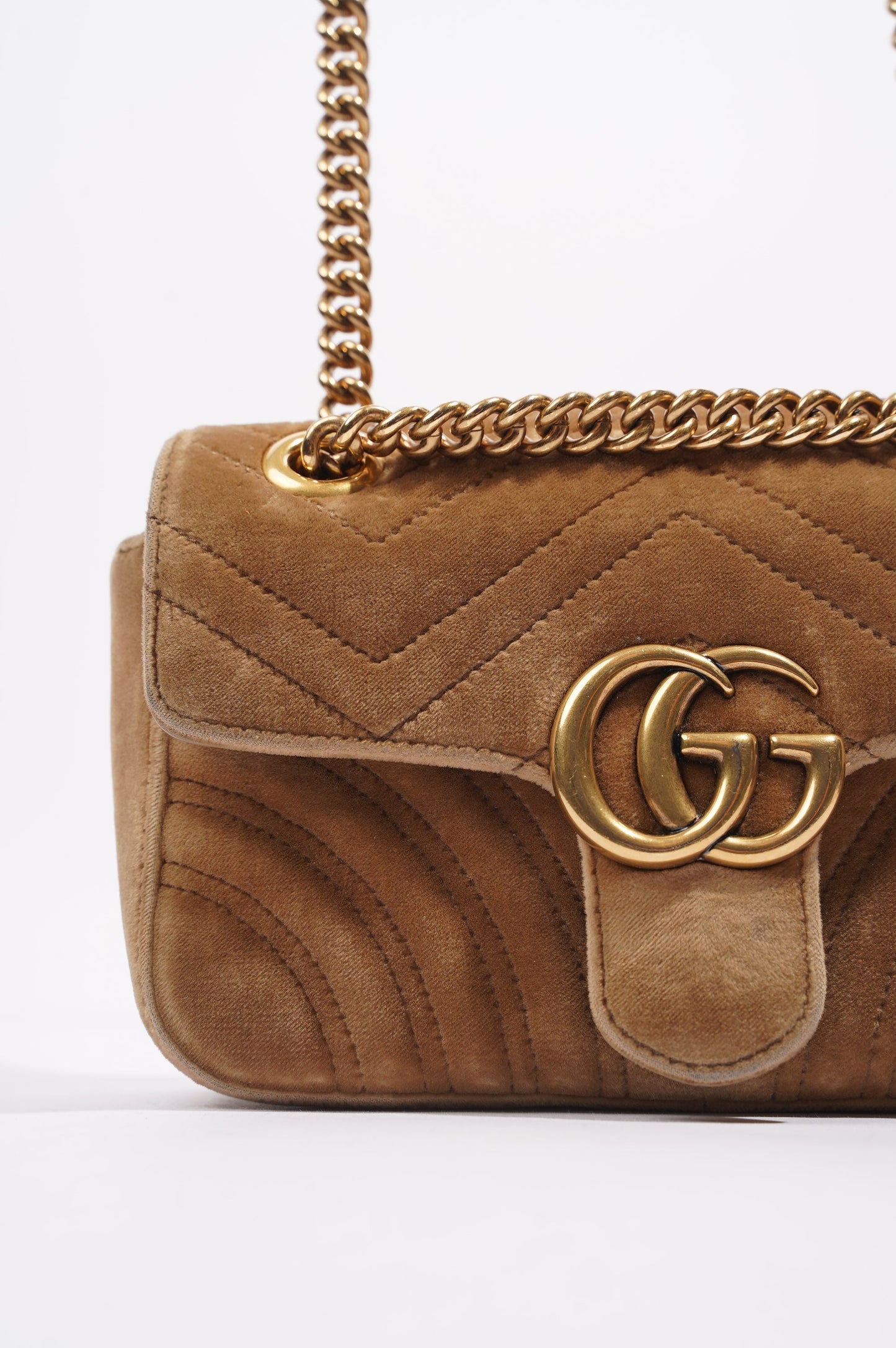 Gucci Womens GG Marmont Flap Bag Caramel Small