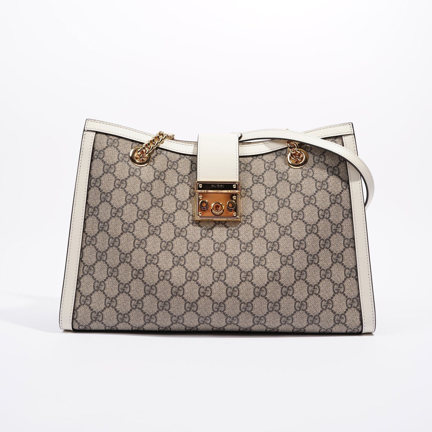 Gucci Womens Padlock Bag Supreme Cream Medium
