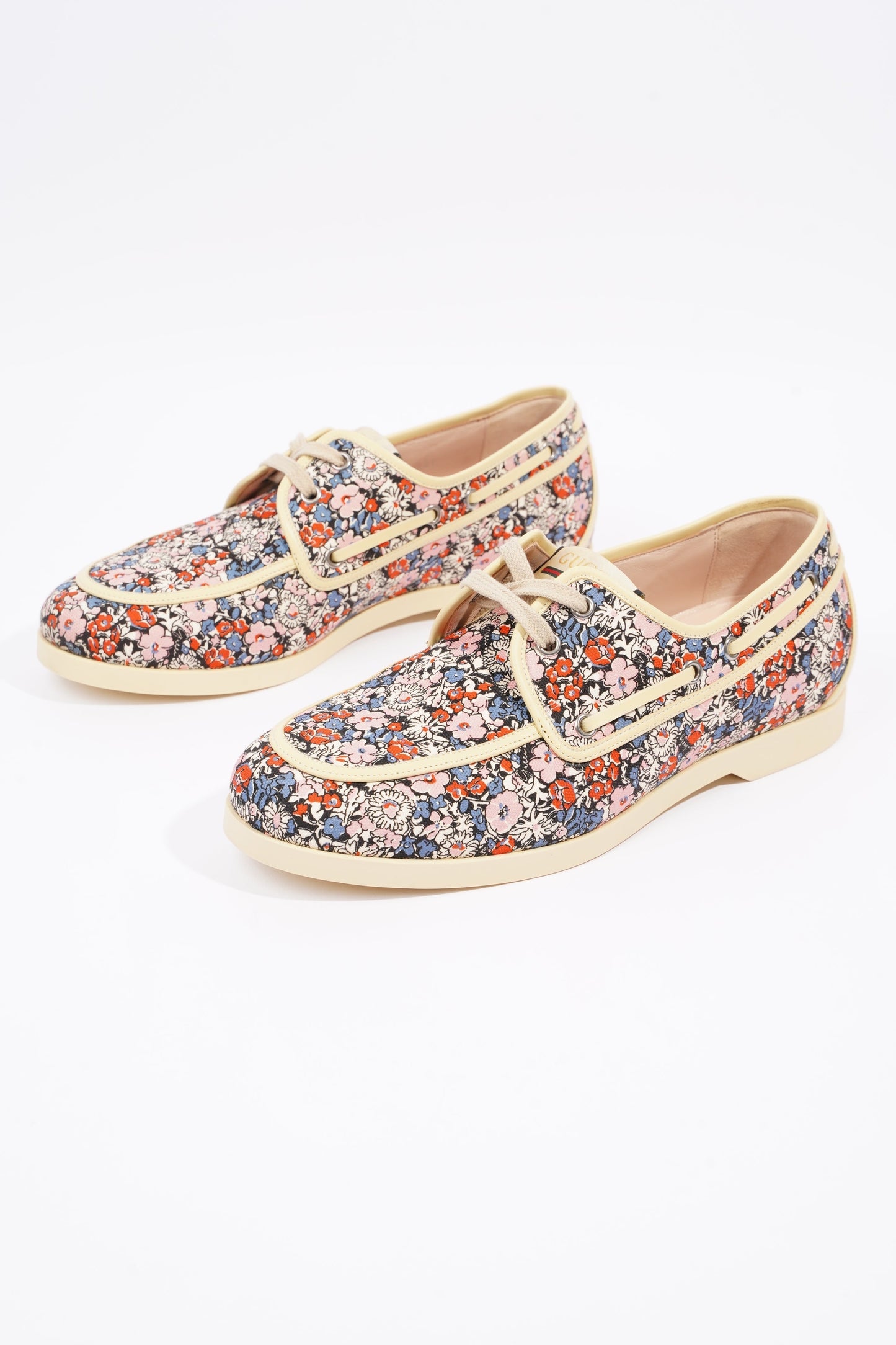 Gucci Mens Lace Up Boat Shoe Floral EU 41.5 / UK 7.5
