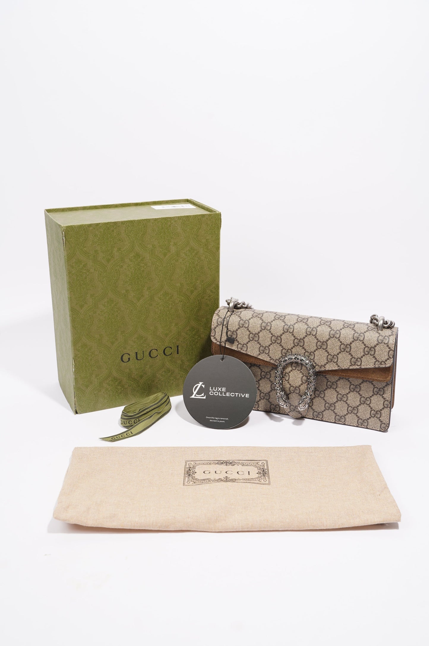 Gucci Womens Dionysus GG Rectangular Bag Supreme Canvas Small