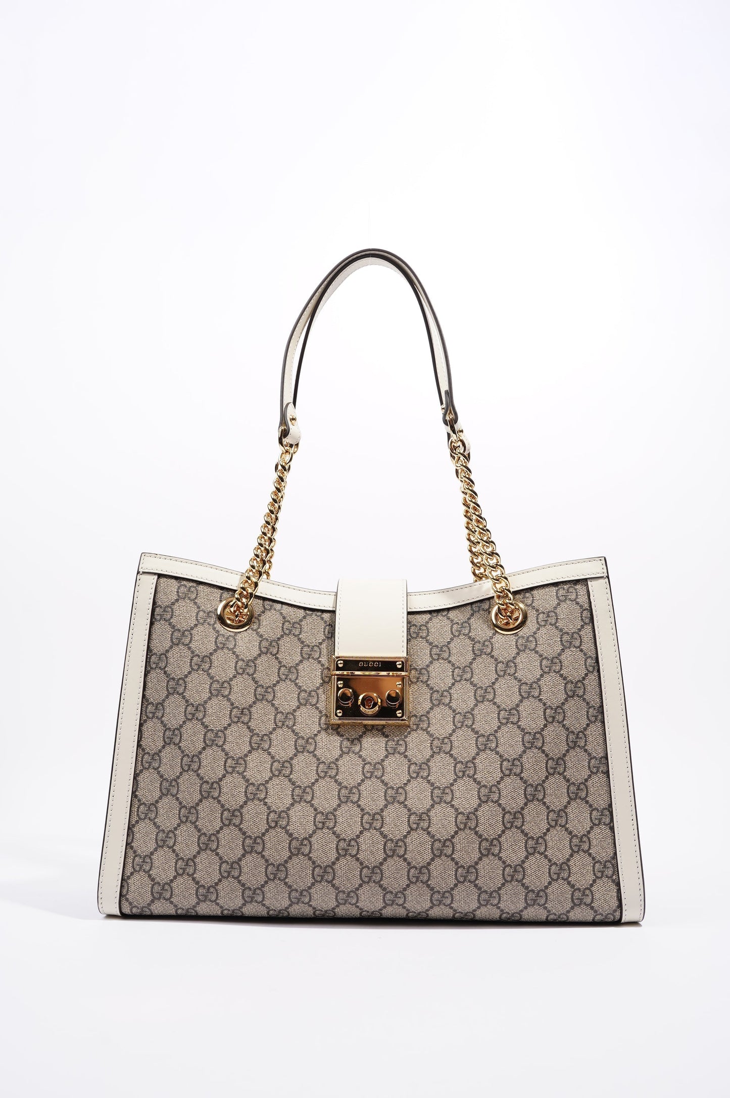 Gucci Womens Padlock Bag Supreme Cream Medium