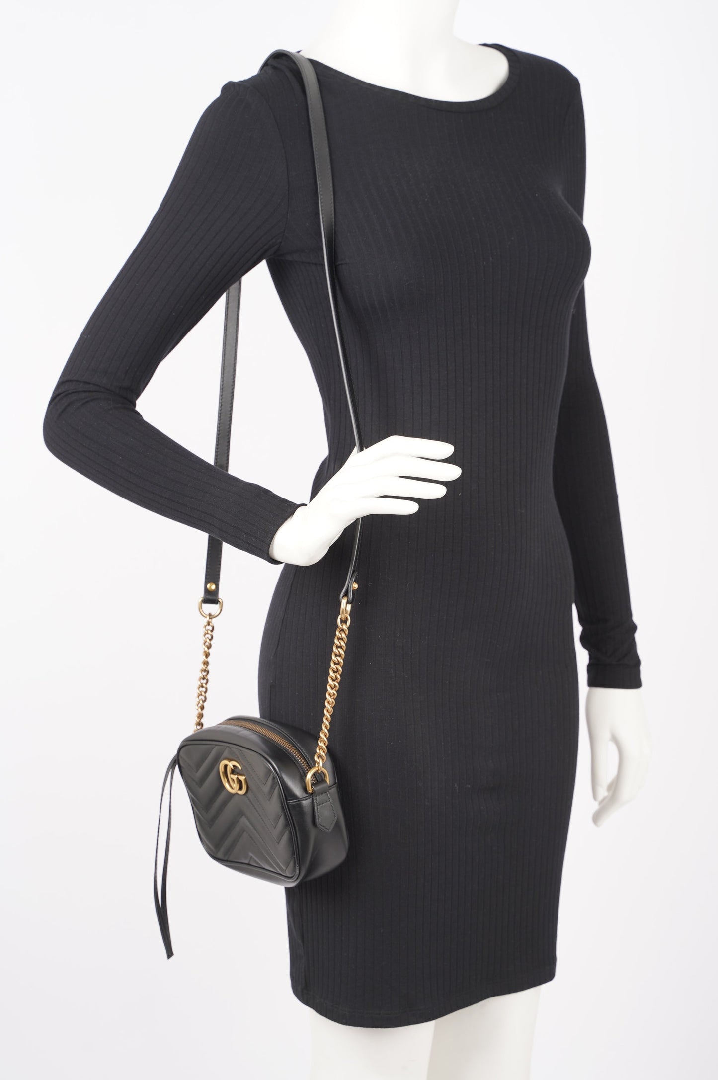 Gucci Womens Marmont Zip Black / Gold Mini