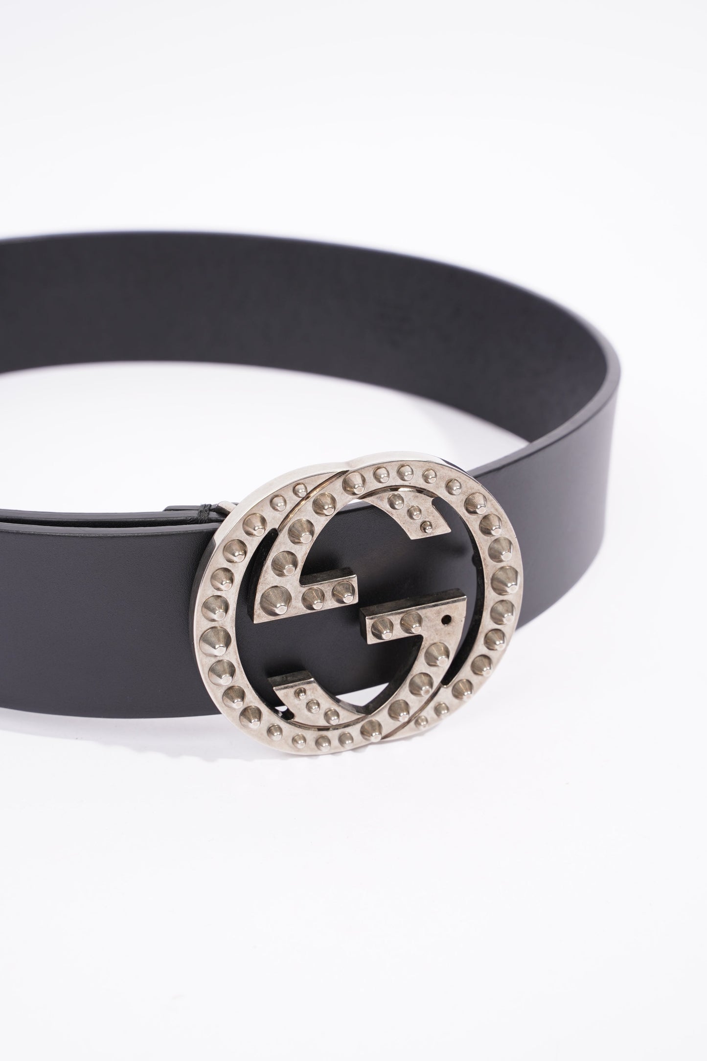 Gucci Oversized Interlock GG Belt Black Leather 30