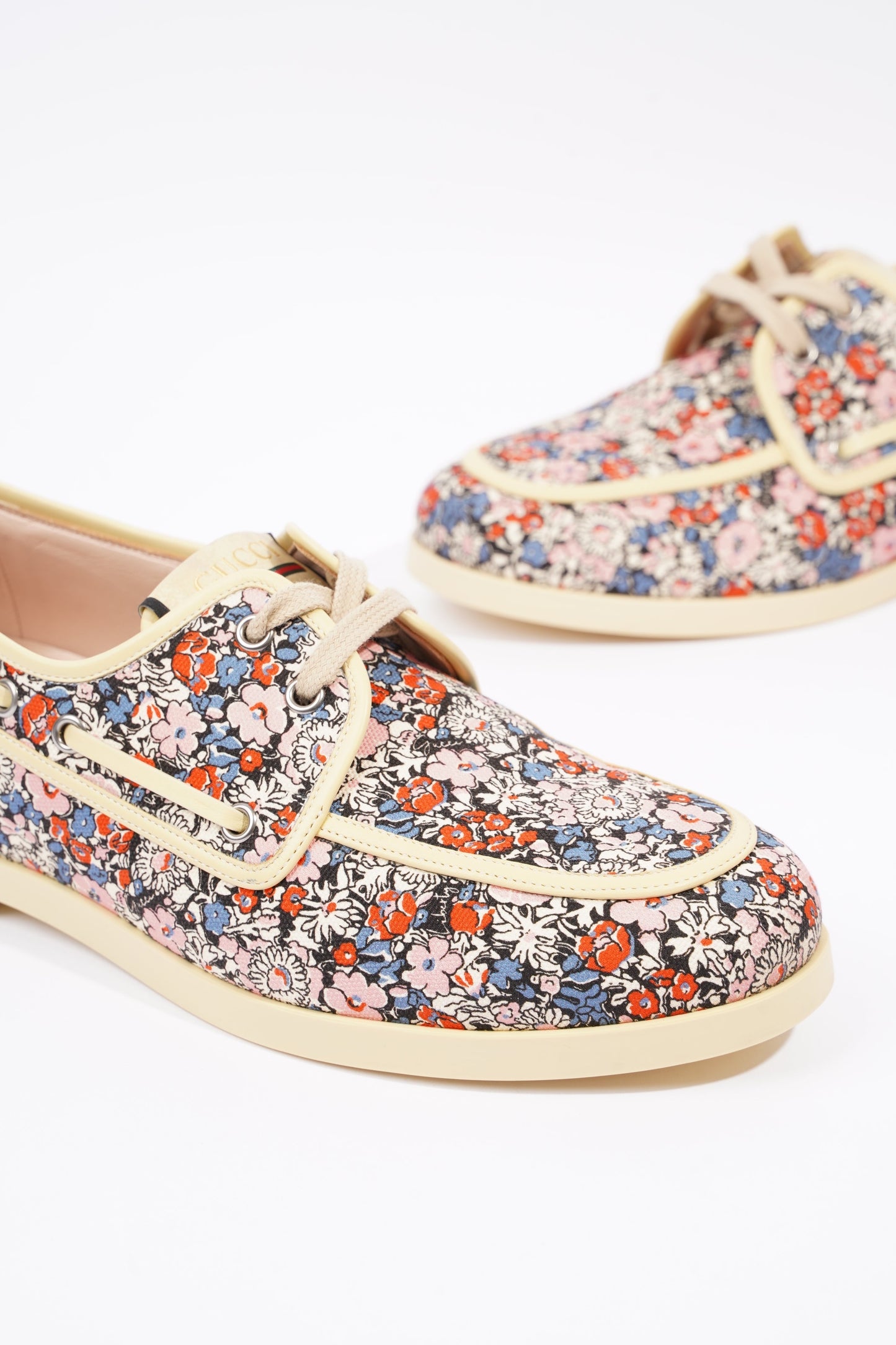 Gucci Mens Lace Up Boat Shoe Floral EU 41.5 / UK 7.5