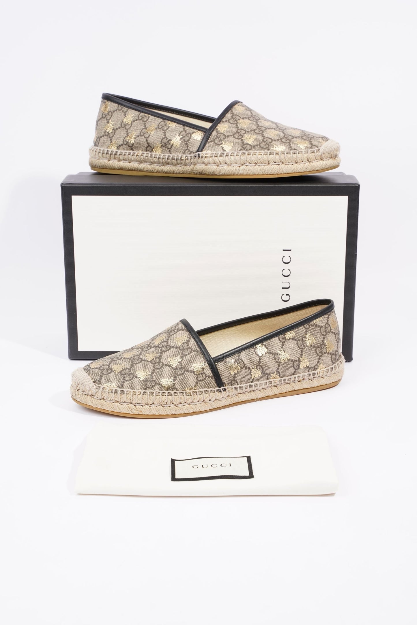 Gucci Mens Bee Espadrilles Beige / Gold EU 42 / UK 8