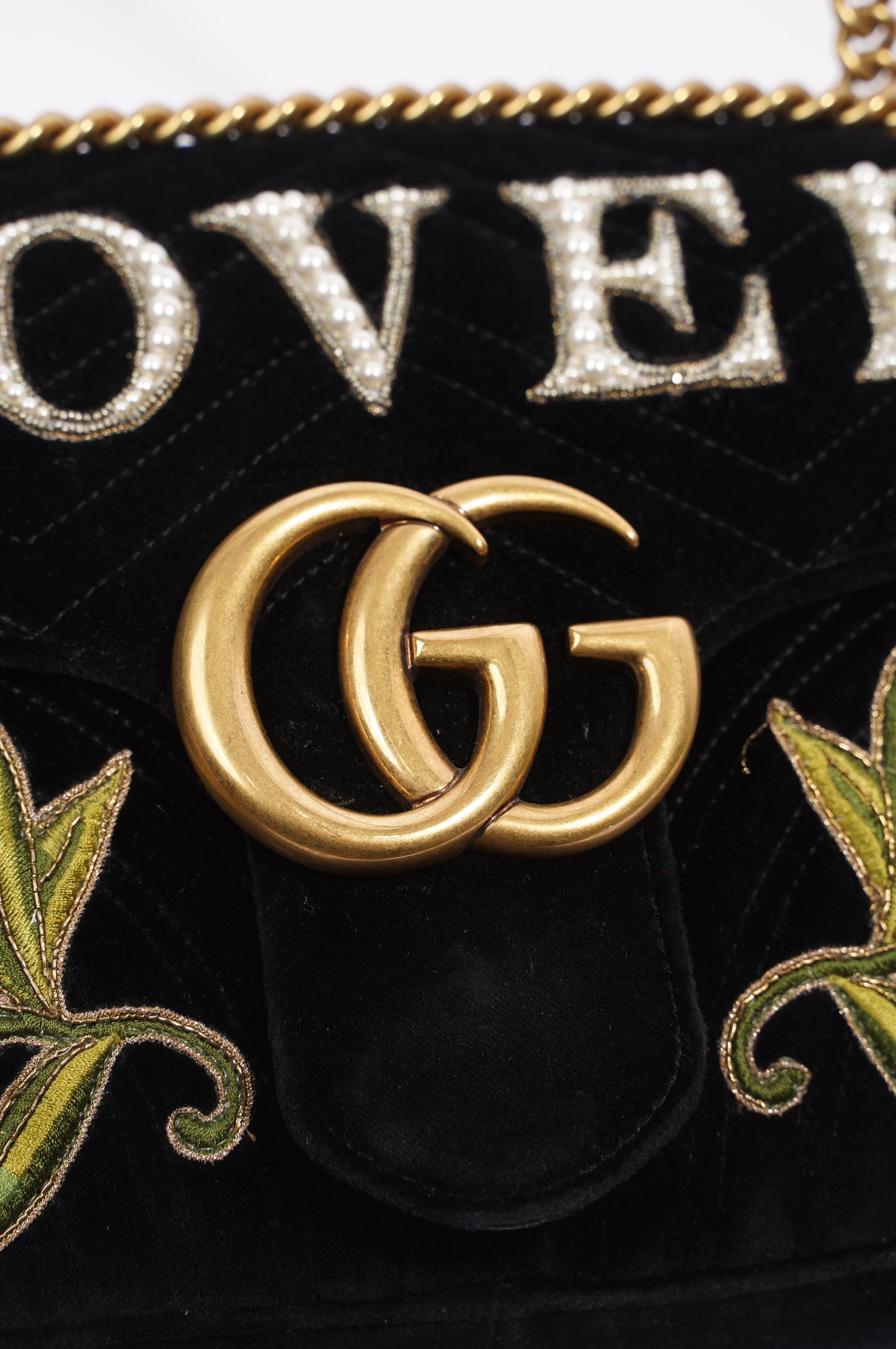 Gucci Womens Marmont Loved Flap Black Multi Medium