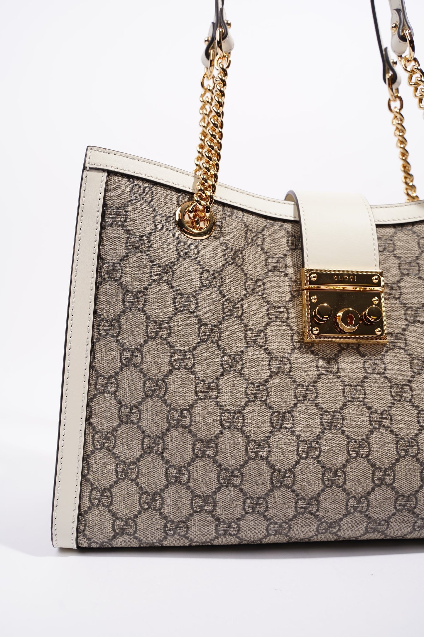 Gucci Womens Padlock Bag Supreme Cream Medium