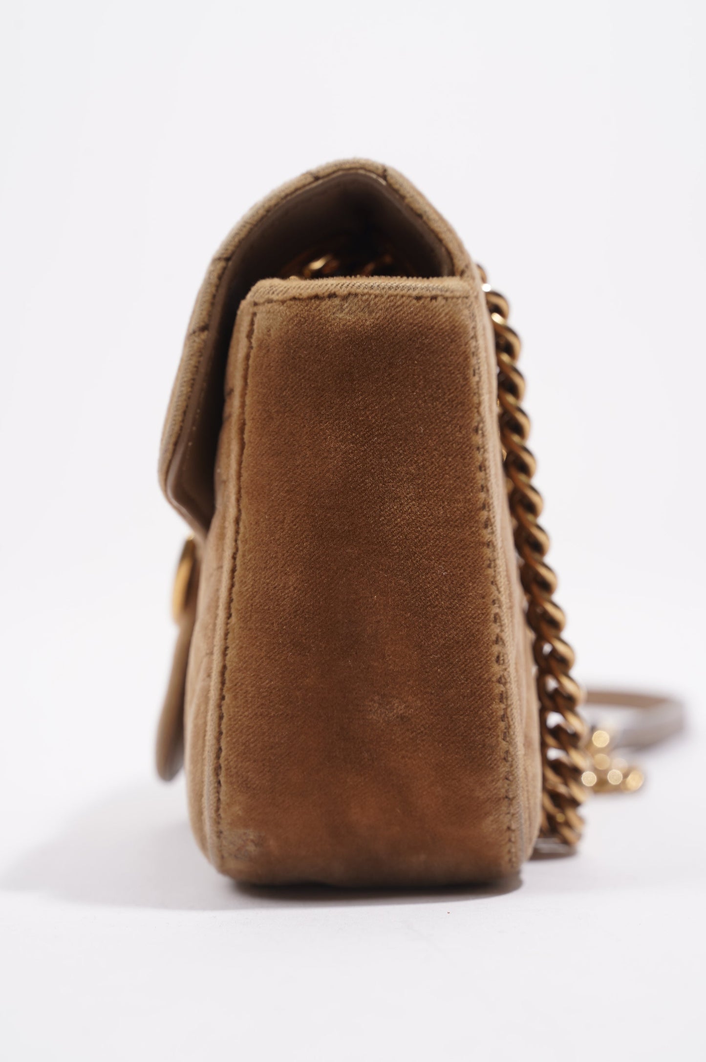 Gucci Womens GG Marmont Flap Bag Caramel Small