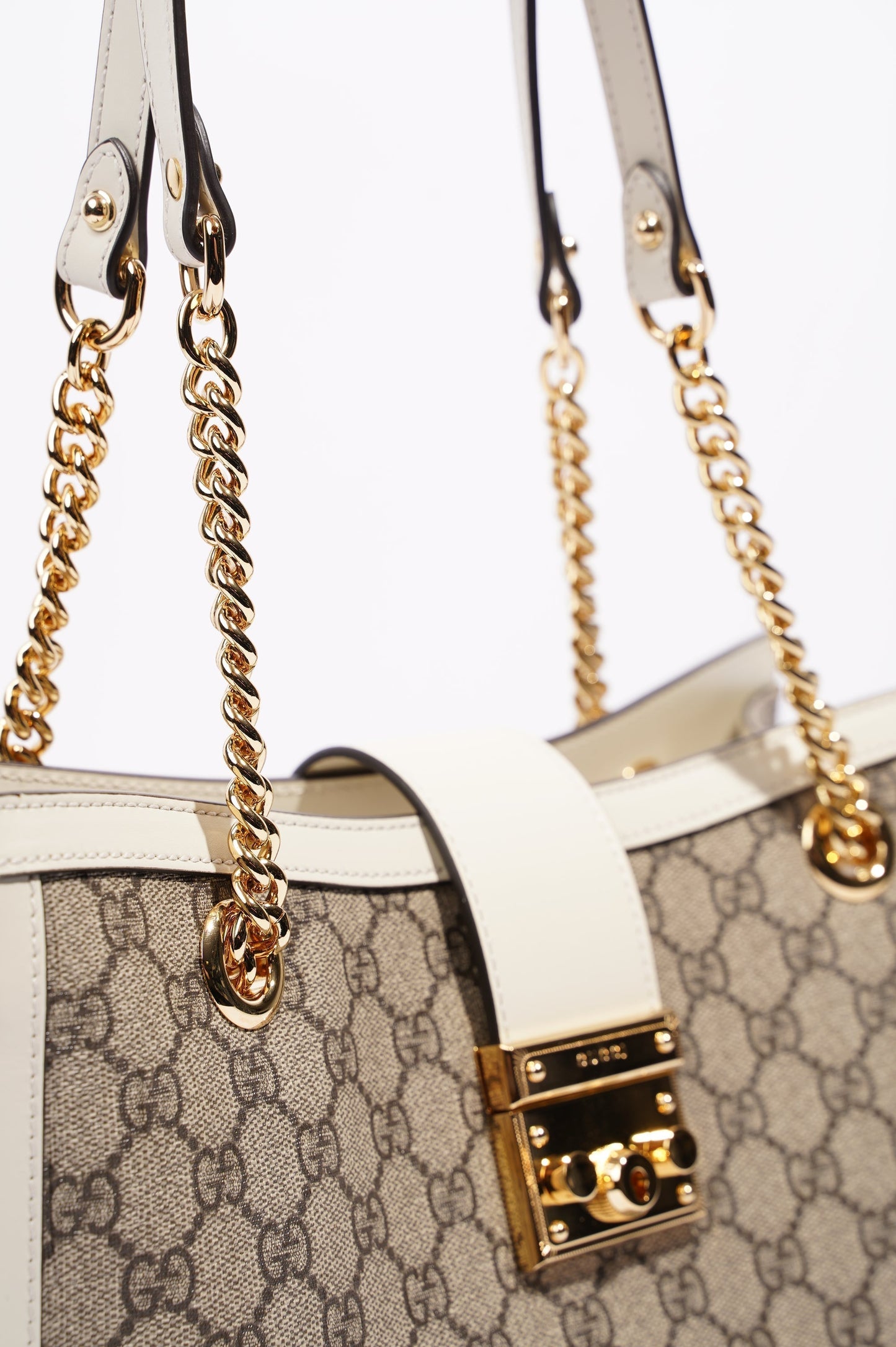 Gucci Womens Padlock Bag Supreme Cream Medium