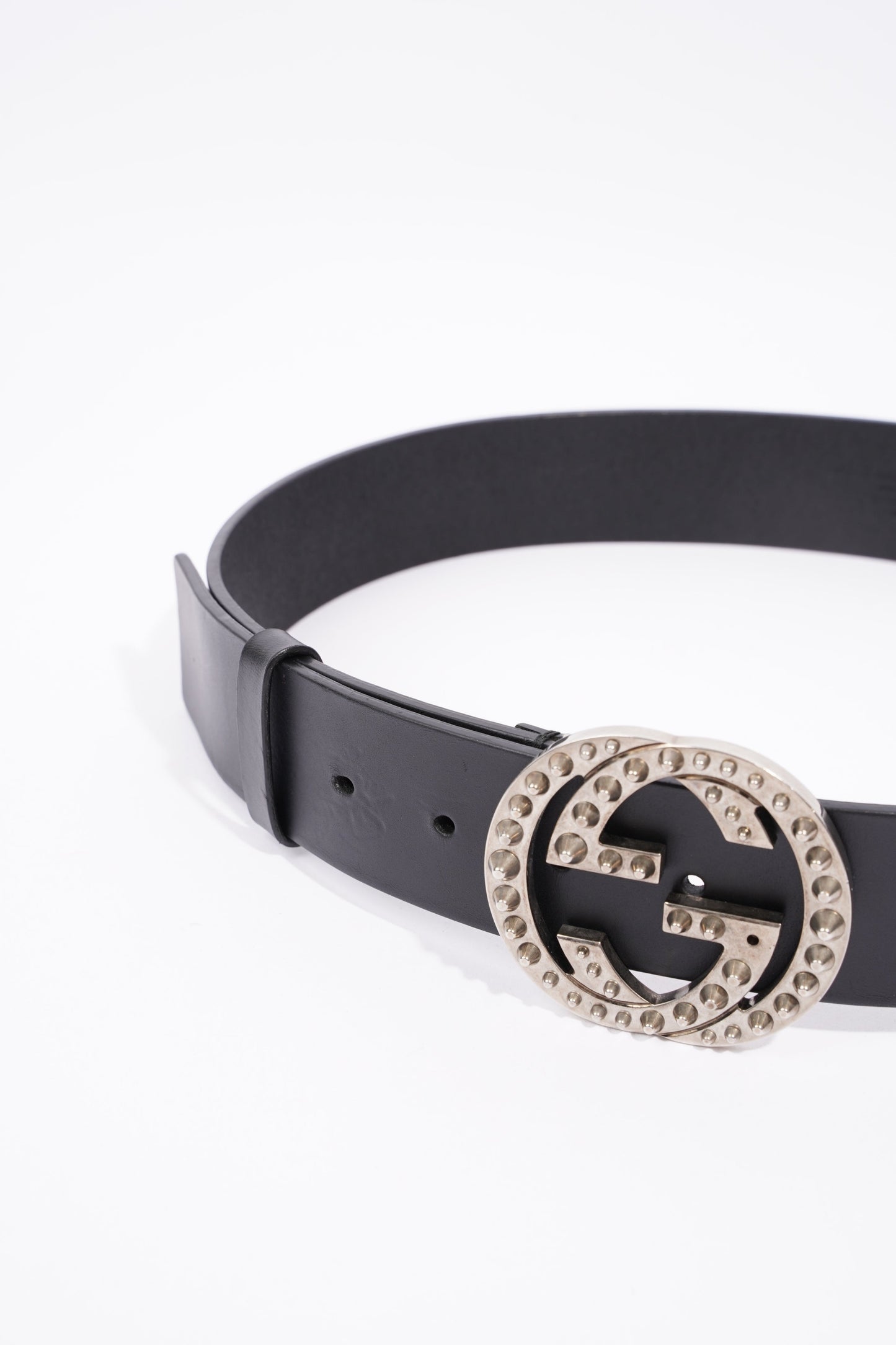 Gucci Oversized Interlock GG Belt Black Leather 30