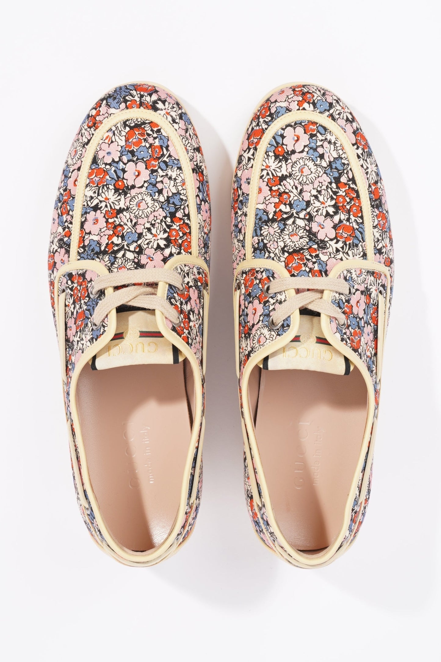 Gucci Mens Lace Up Boat Shoe Floral EU 41.5 / UK 7.5