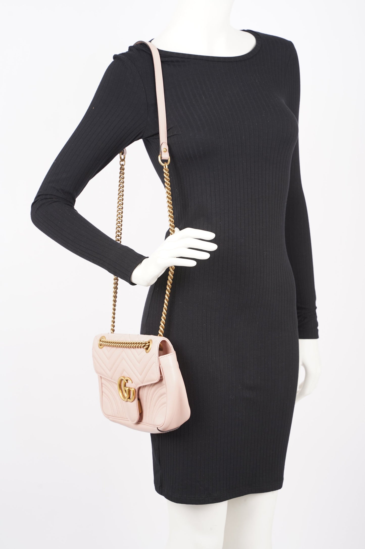 Gucci Womens Marmont Flap Dusty Pink Small