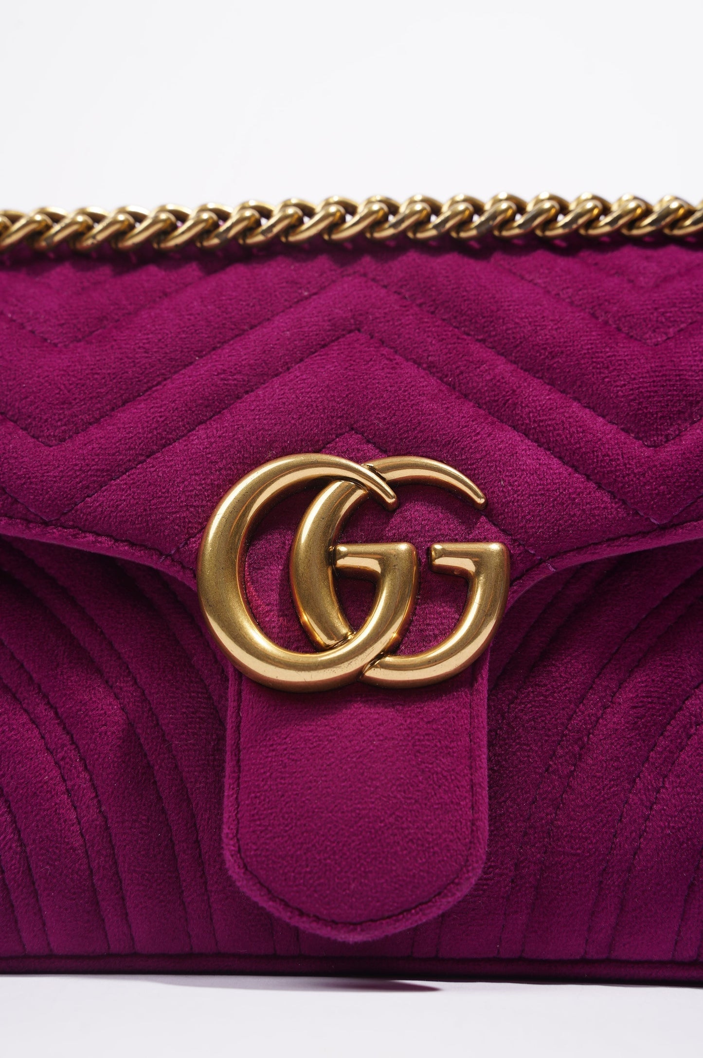Gucci GG Marmont Flap Bag Purple Velvet Small