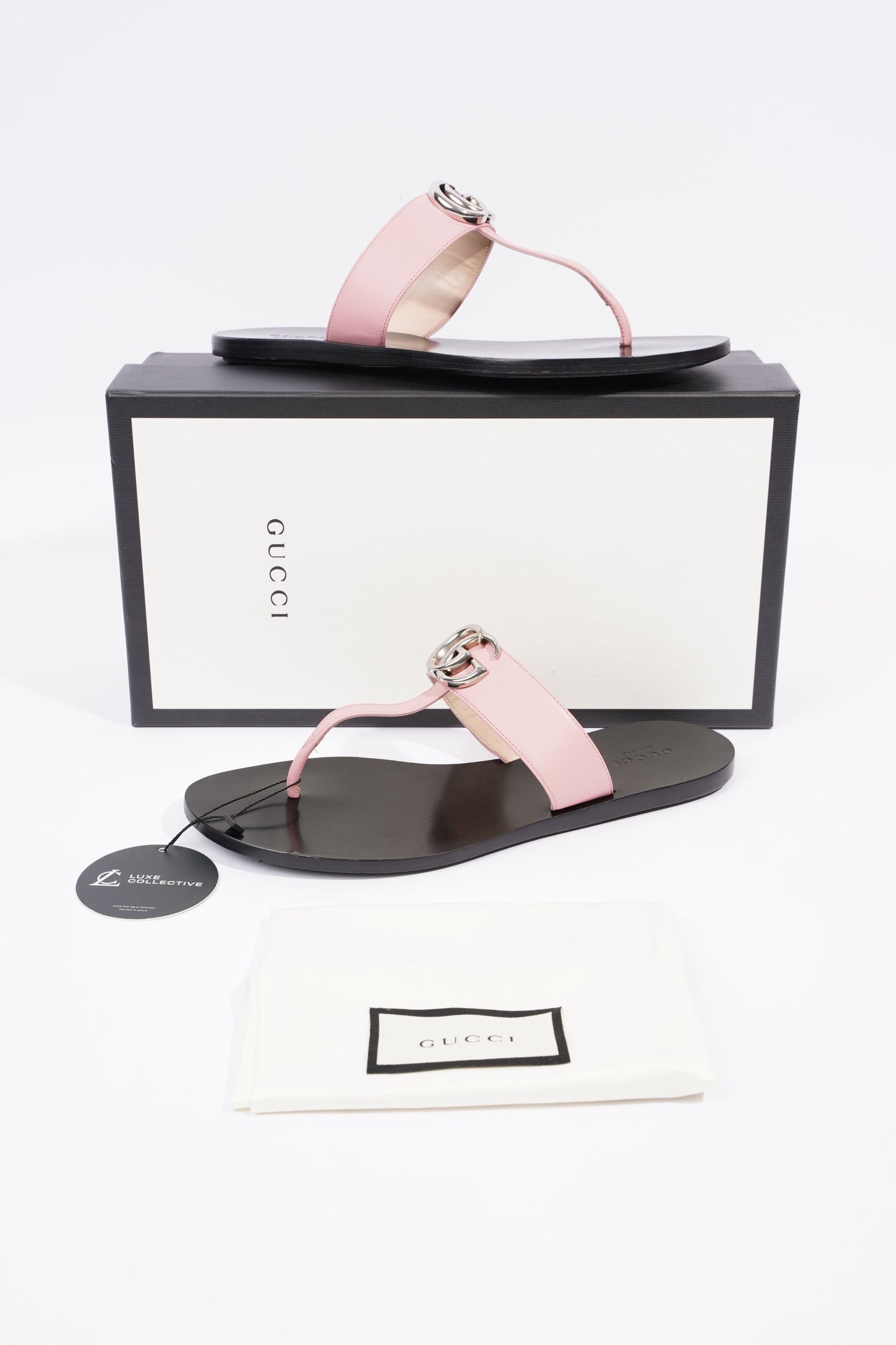 Gucci Womens Thong Sandal Black / Pink EU 38.5 / UK 5.5