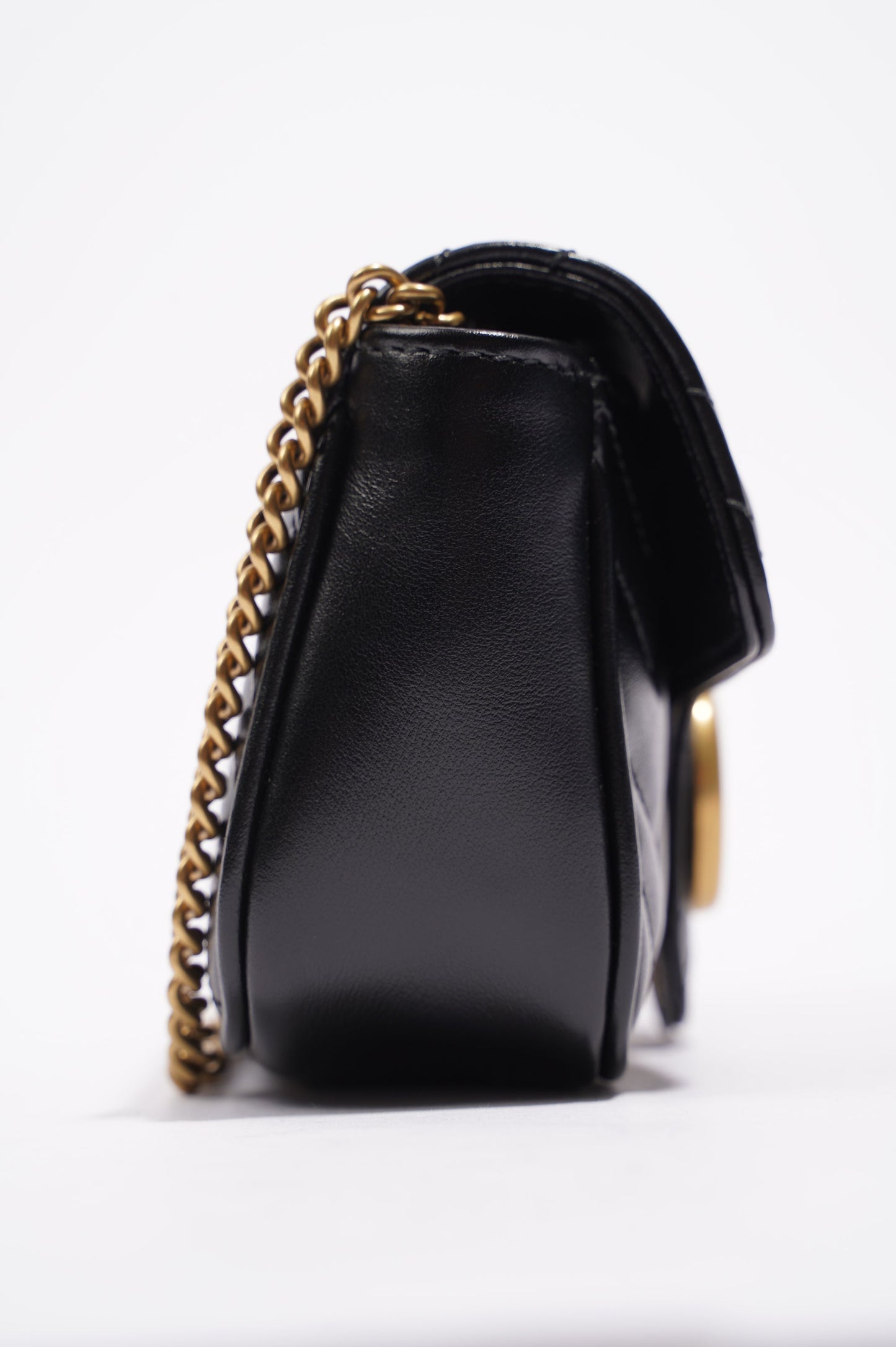 Gucci Womens Marmont Flap Black / Gold Super Mini