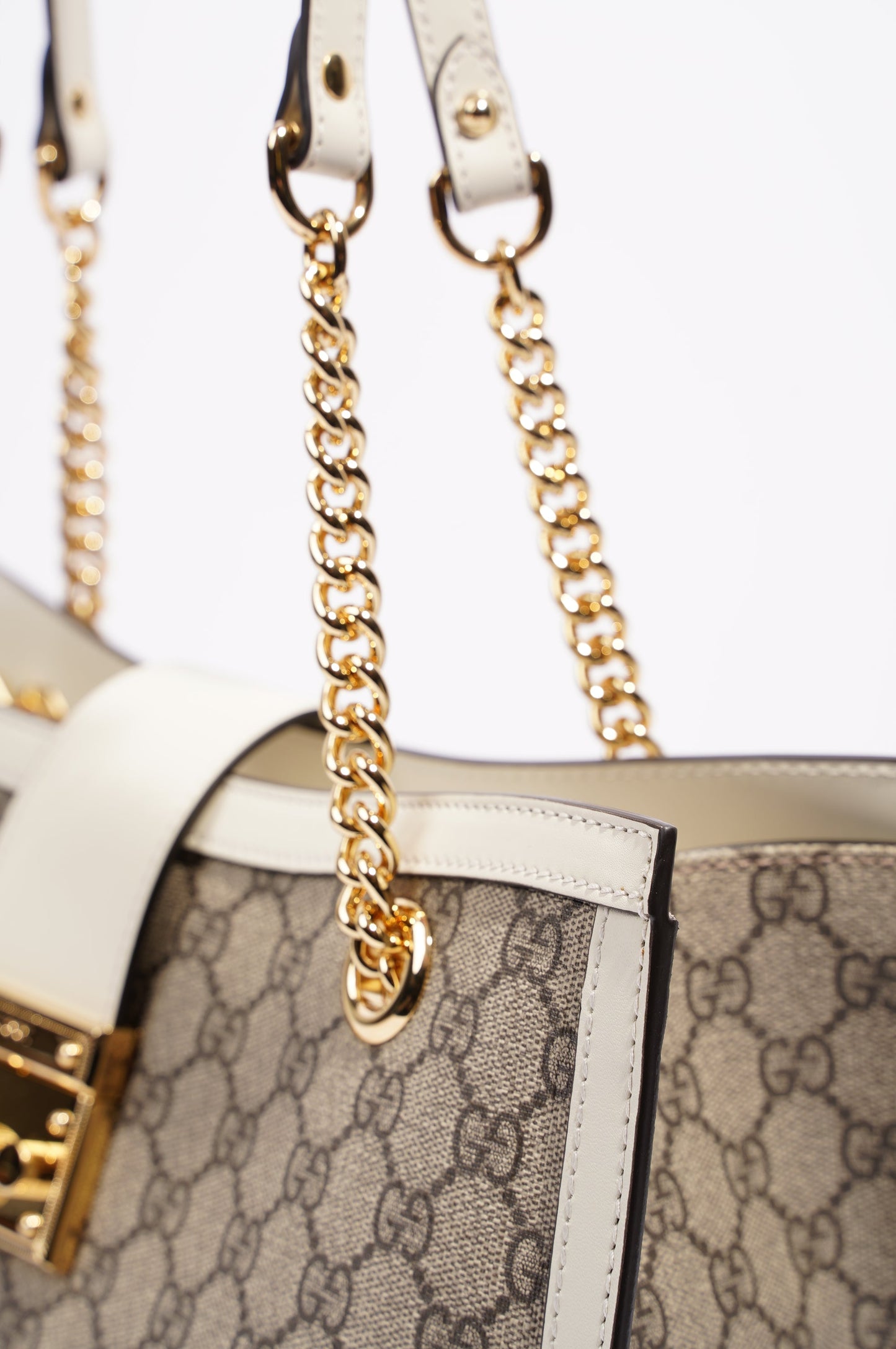 Gucci Womens Padlock Bag Supreme Cream Medium