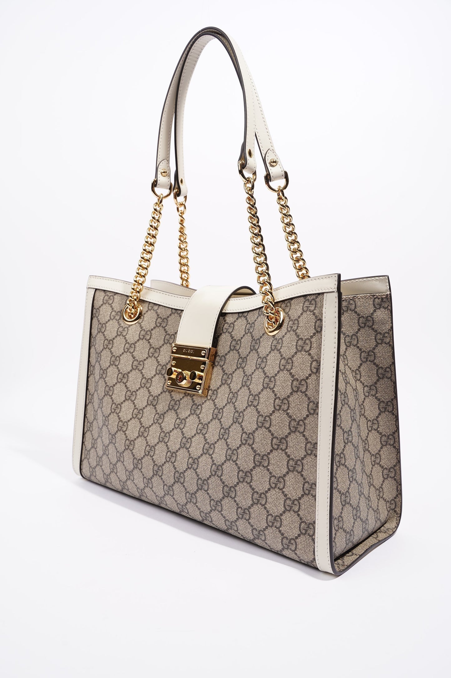 Gucci Womens Padlock Bag Supreme Cream Medium