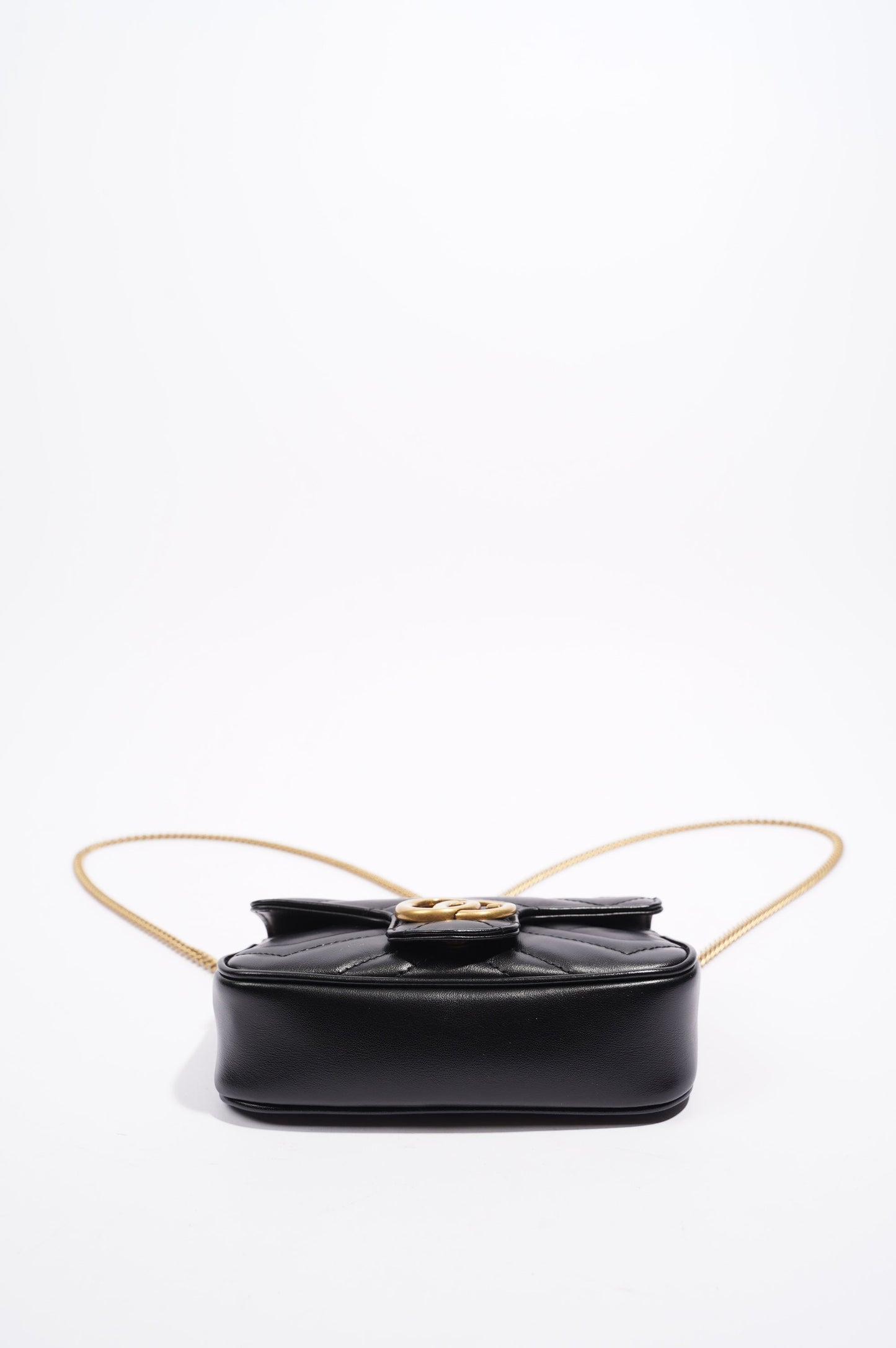 Gucci Womens Marmont Flap Black / Gold Super Mini
