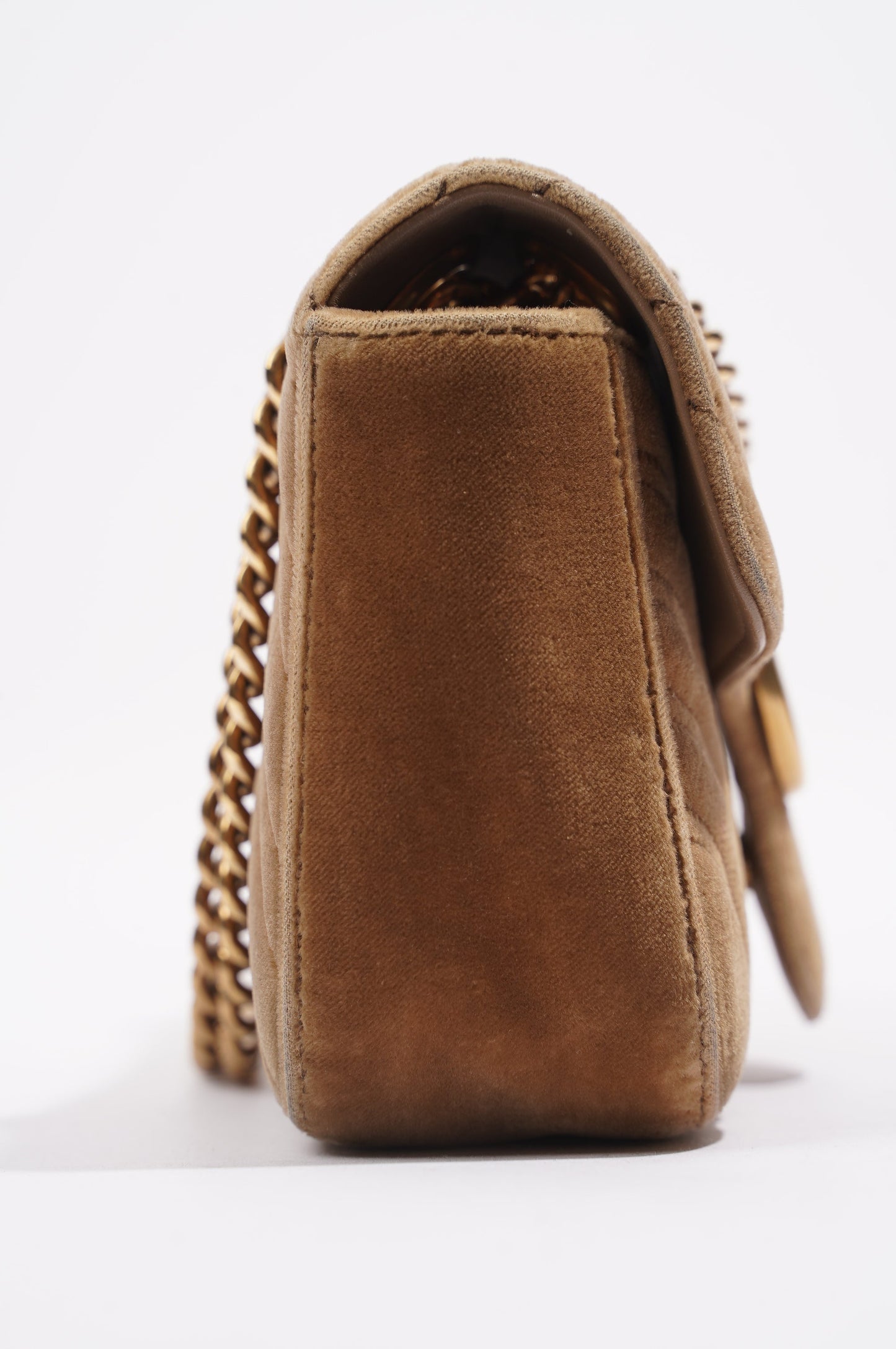 Gucci Womens GG Marmont Flap Bag Caramel Small