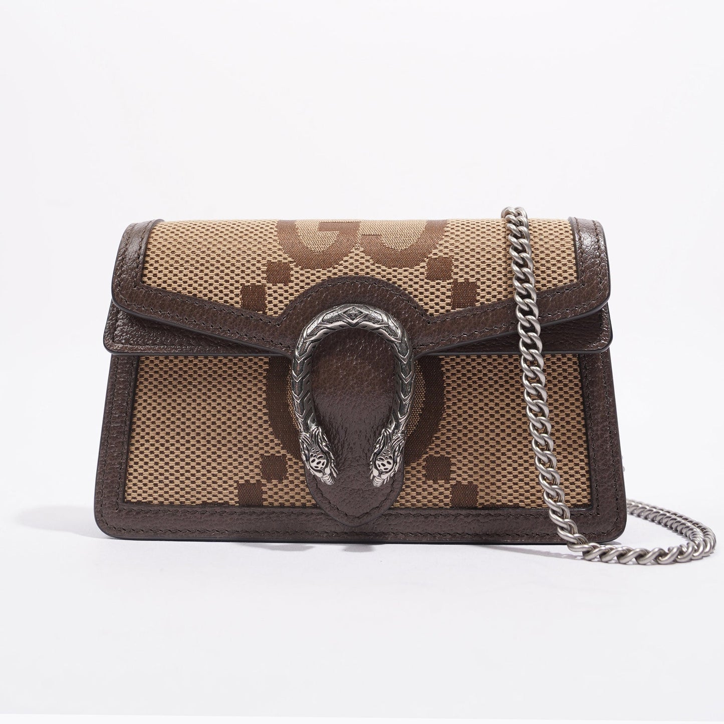 Gucci Womens Dionysus Jumbo GG Bag Brown Canvas Super Mini