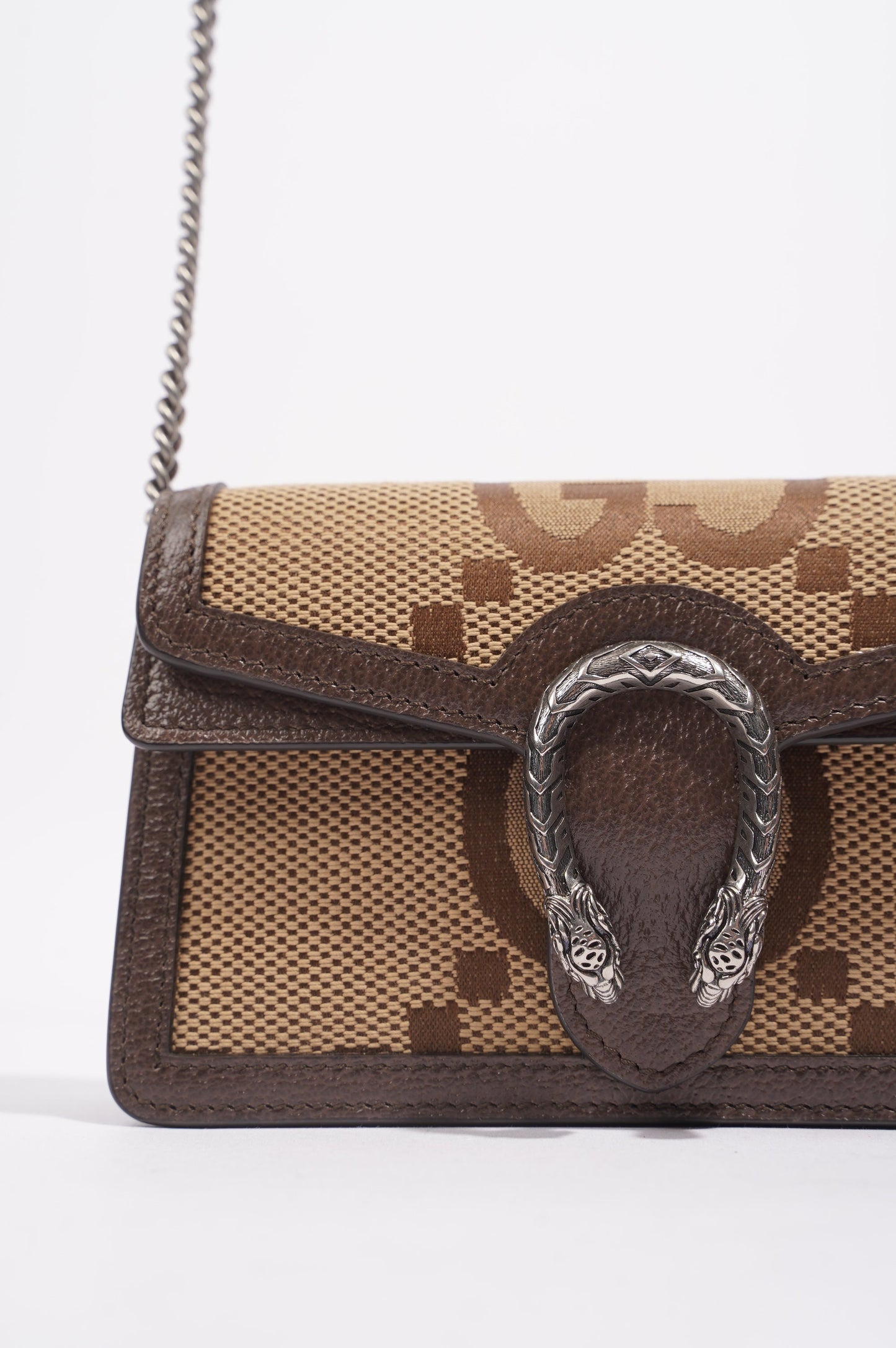 Gucci Womens Dionysus Jumbo GG Bag Brown Canvas Super Mini