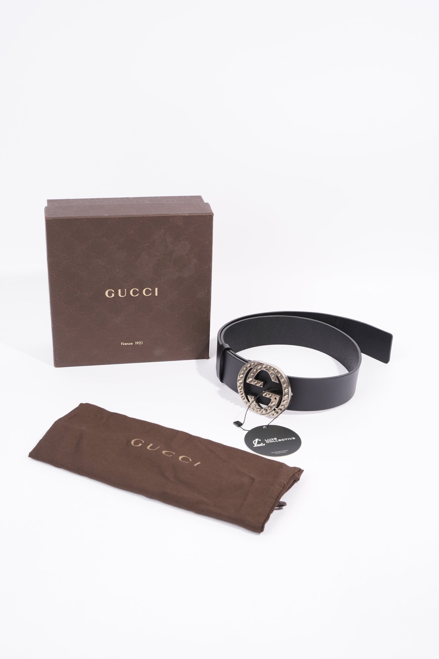 Gucci Oversized Interlock GG Belt Black Leather 30