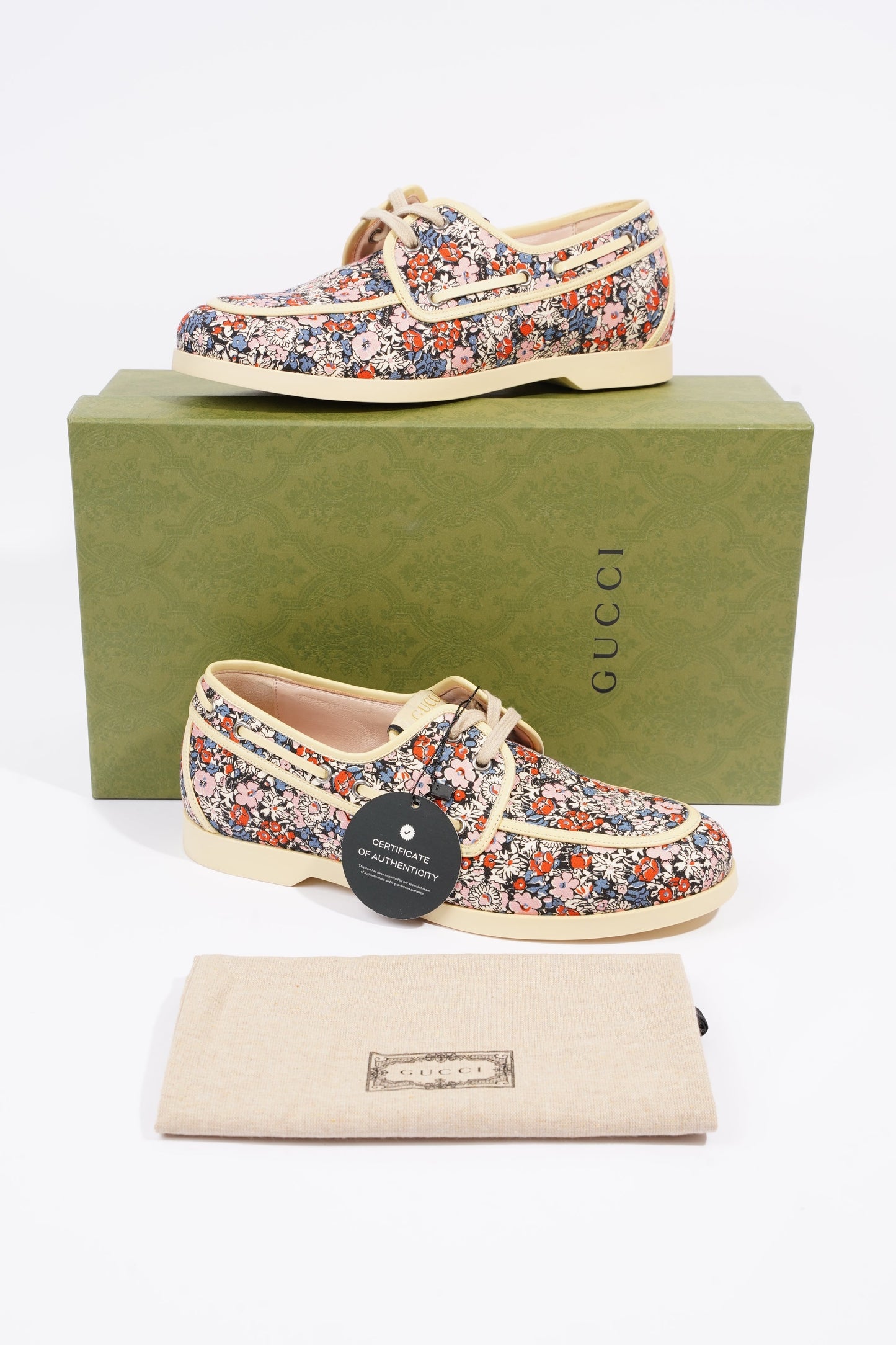 Gucci Mens Lace Up Boat Shoe Floral EU 41.5 / UK 7.5