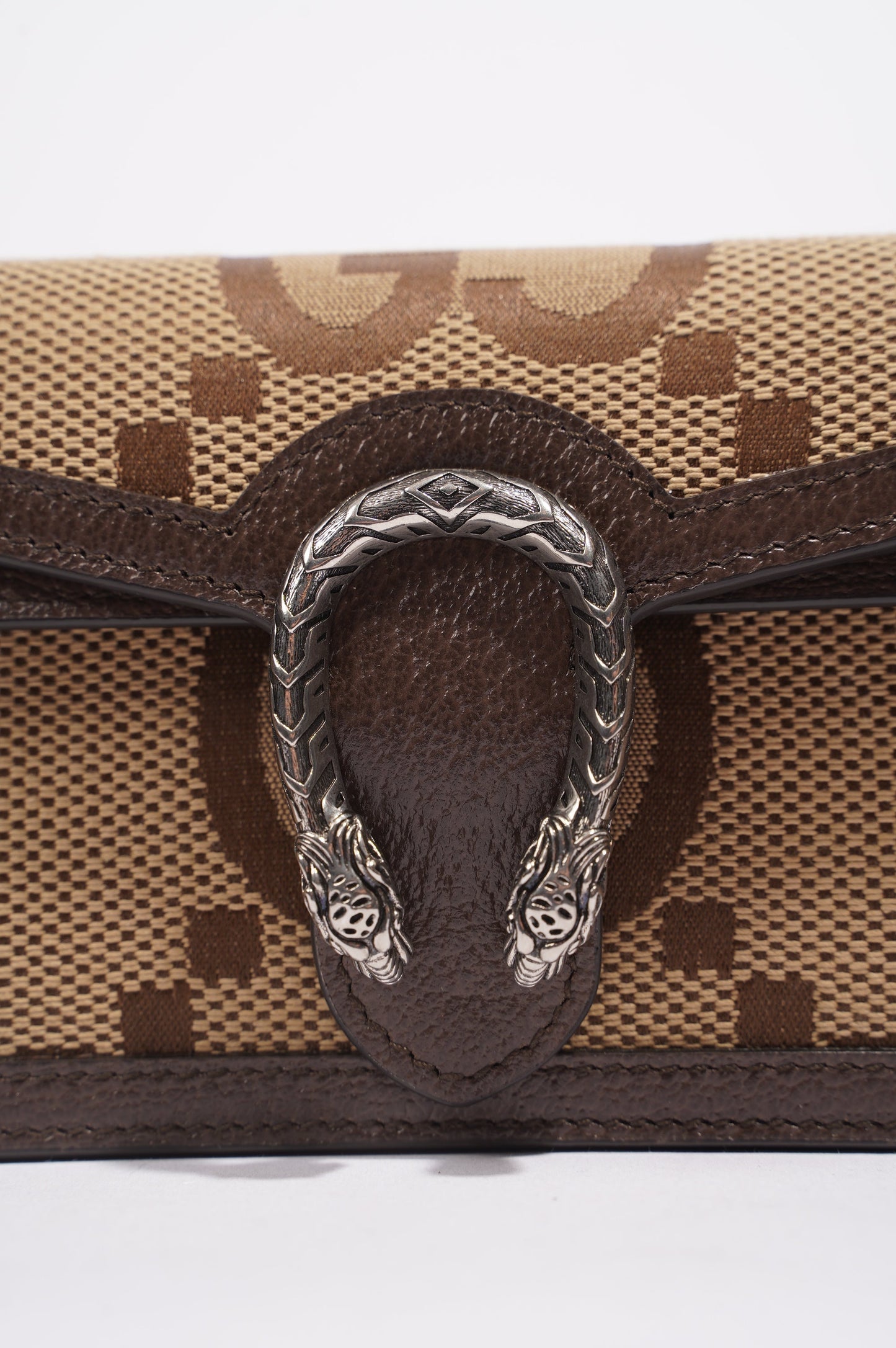 Gucci Womens Dionysus Jumbo GG Bag Brown Canvas Super Mini