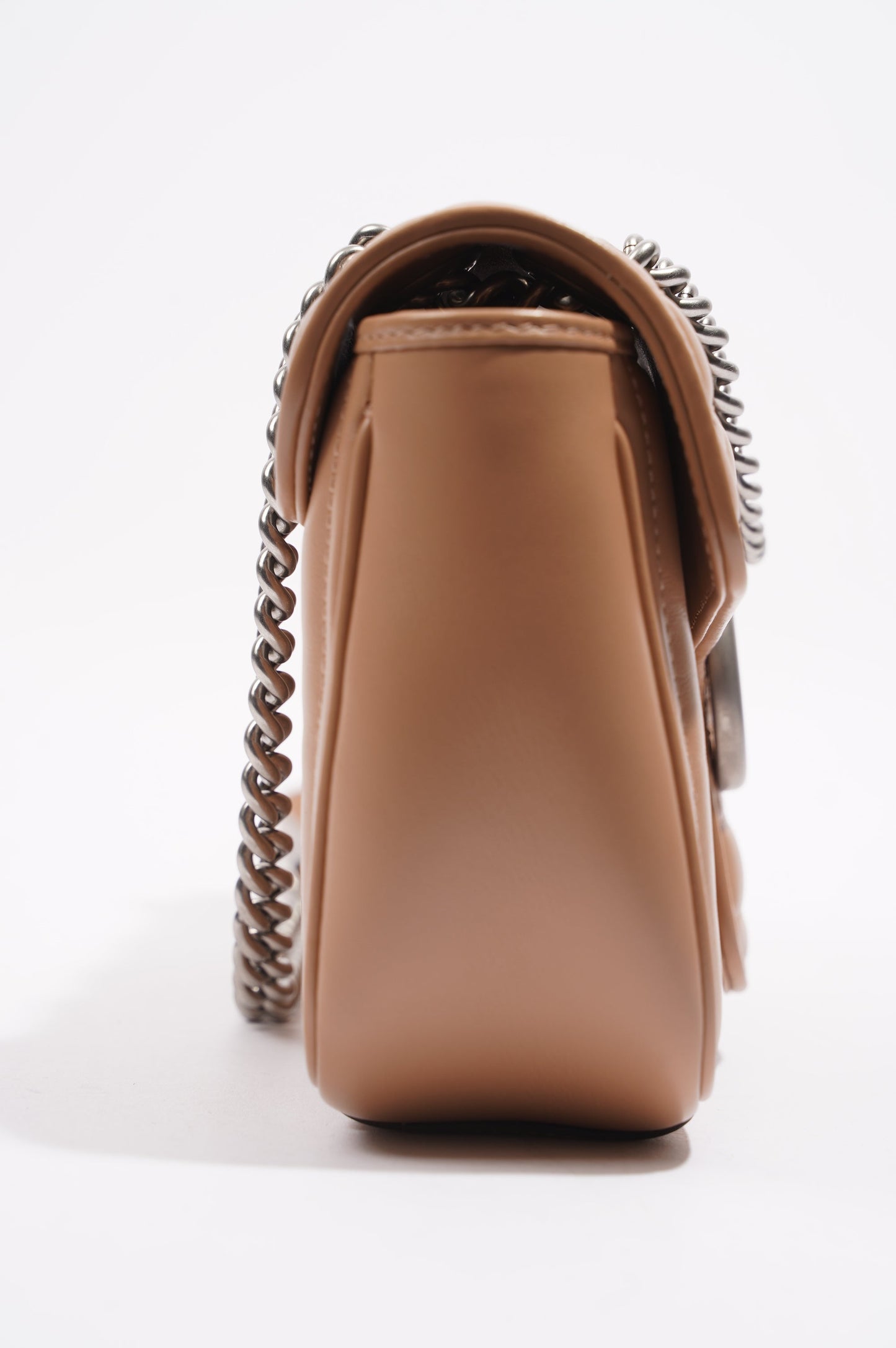Gucci Womens GG Marmont Bag Nude Leather Small