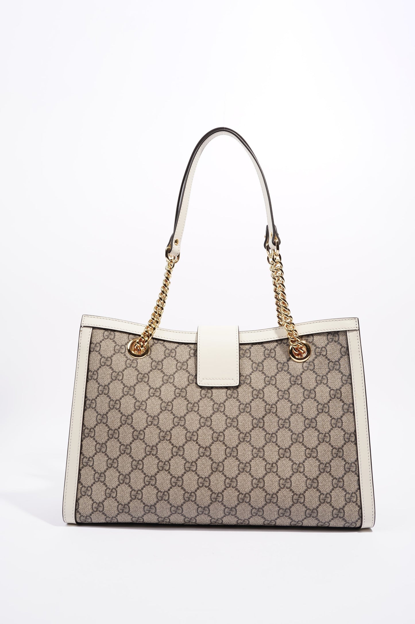Gucci Womens Padlock Bag Supreme Cream Medium