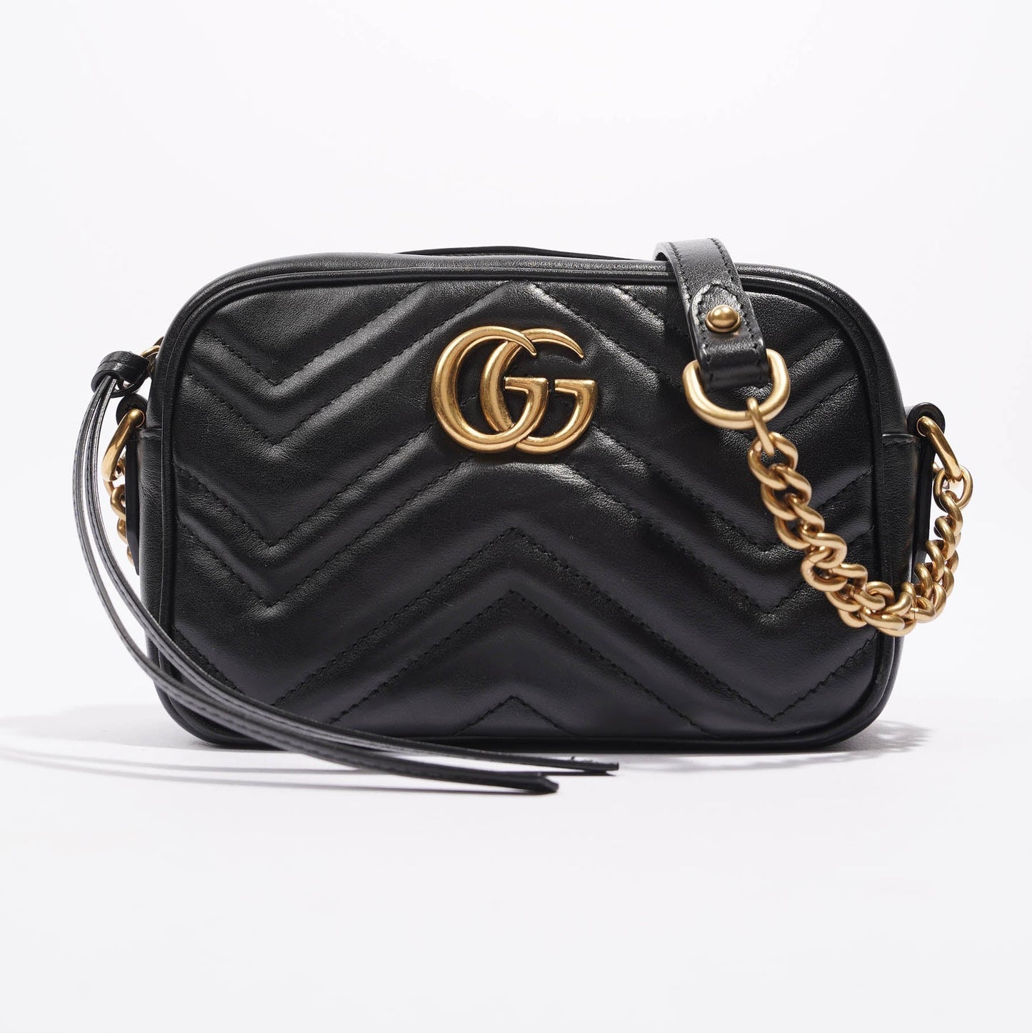 Gucci Womens Marmont Zip Black Leather Mini