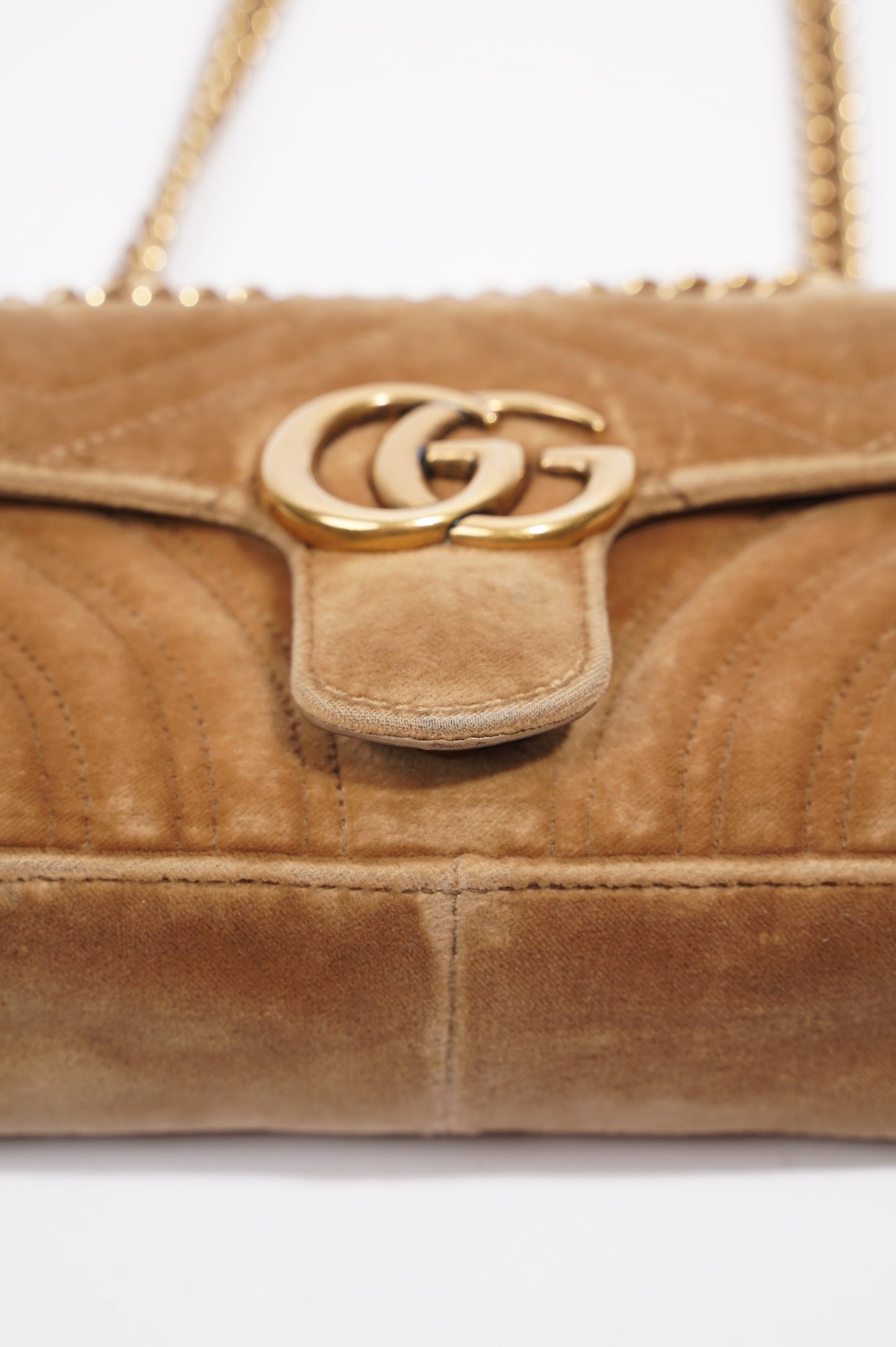 Gucci Womens GG Marmont Flap Bag Caramel Small