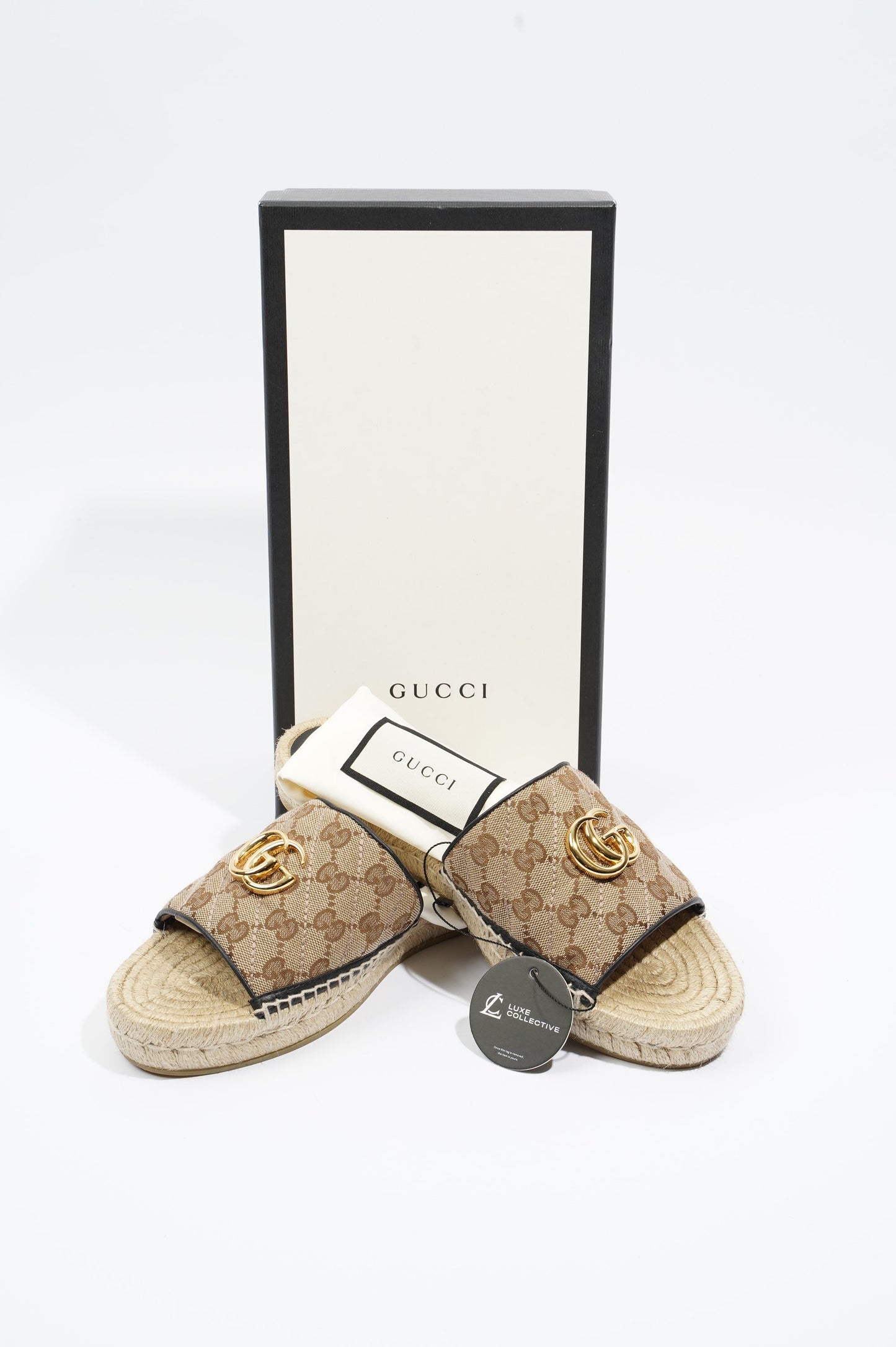 Gucci Womens GG Matelasse Canvas Espadrille Sandal Supreme EU 41 / UK 8